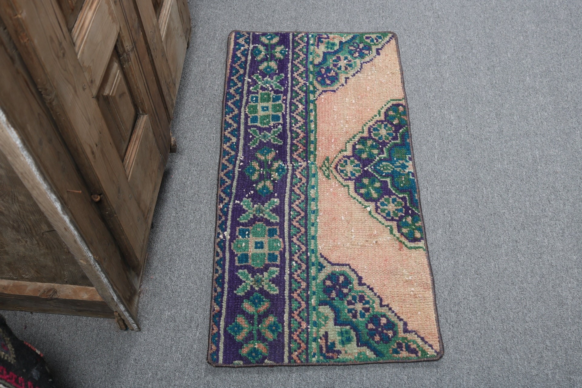 Giriş Halısı, 1,5x3 ft Küçük Halı, Yeşil Anadolu Halısı, Vintage Halılar, Küçük Alan Halısı, Boho Halısı, Türk Halısı, Anadolu Halıları, Araba Paspası Halıları