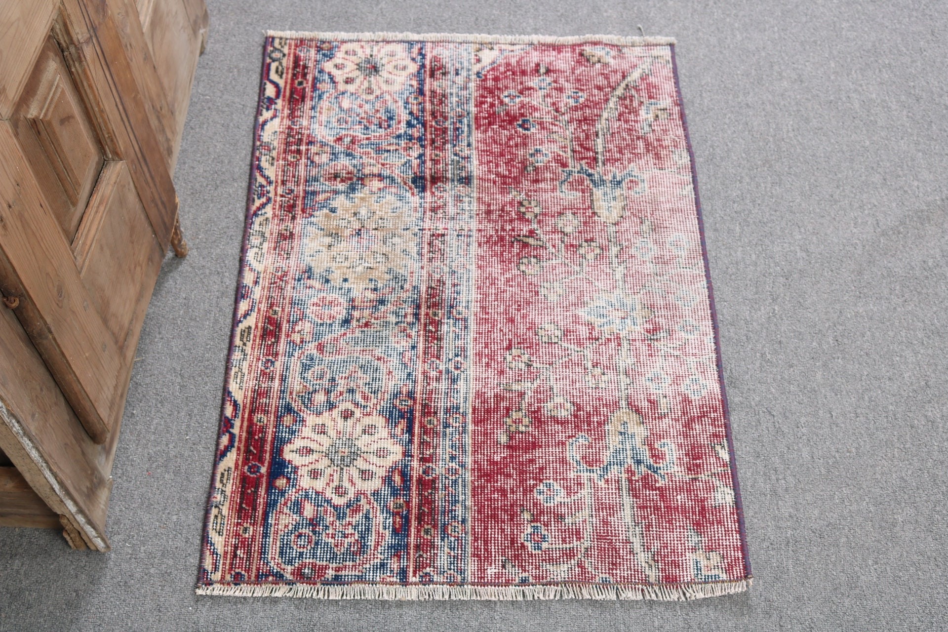 Banyo Halıları, Paspas Halısı, Boho Halısı, Türk Halısı, Vintage Halı, Kırmızı Geometrik Halılar, Fas Halısı, 2x2,8 ft Küçük Halılar, Giriş Halısı