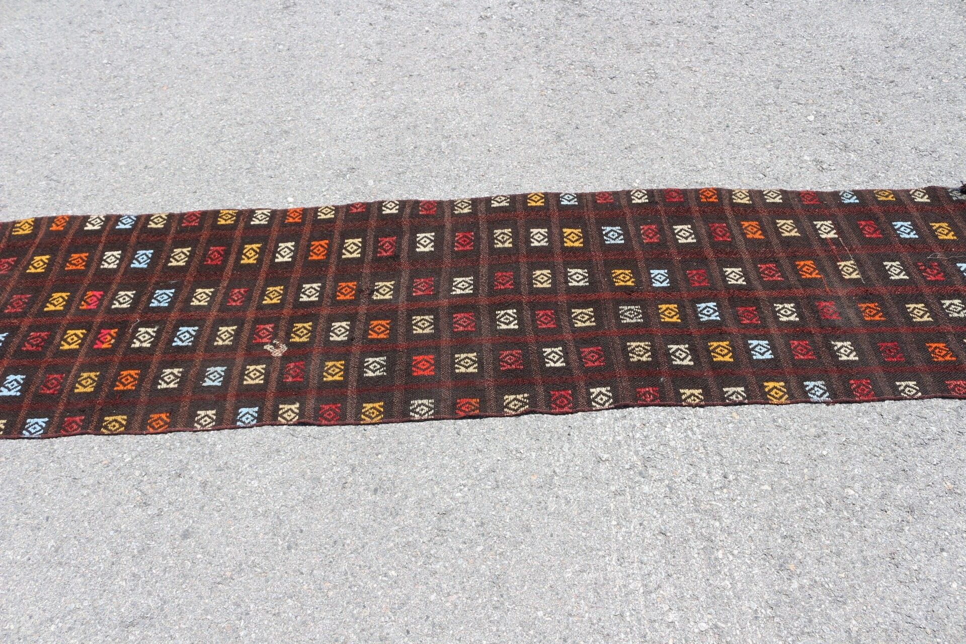 Kilim, Yer Halıları, 2.1x8.9 ft Yolluk Halıları, Koridor Halıları, Kahverengi Oryantal Halılar, Ev Dekorasyonu Halısı, Türk Halıları, Koridor Halısı, Vintage Halılar