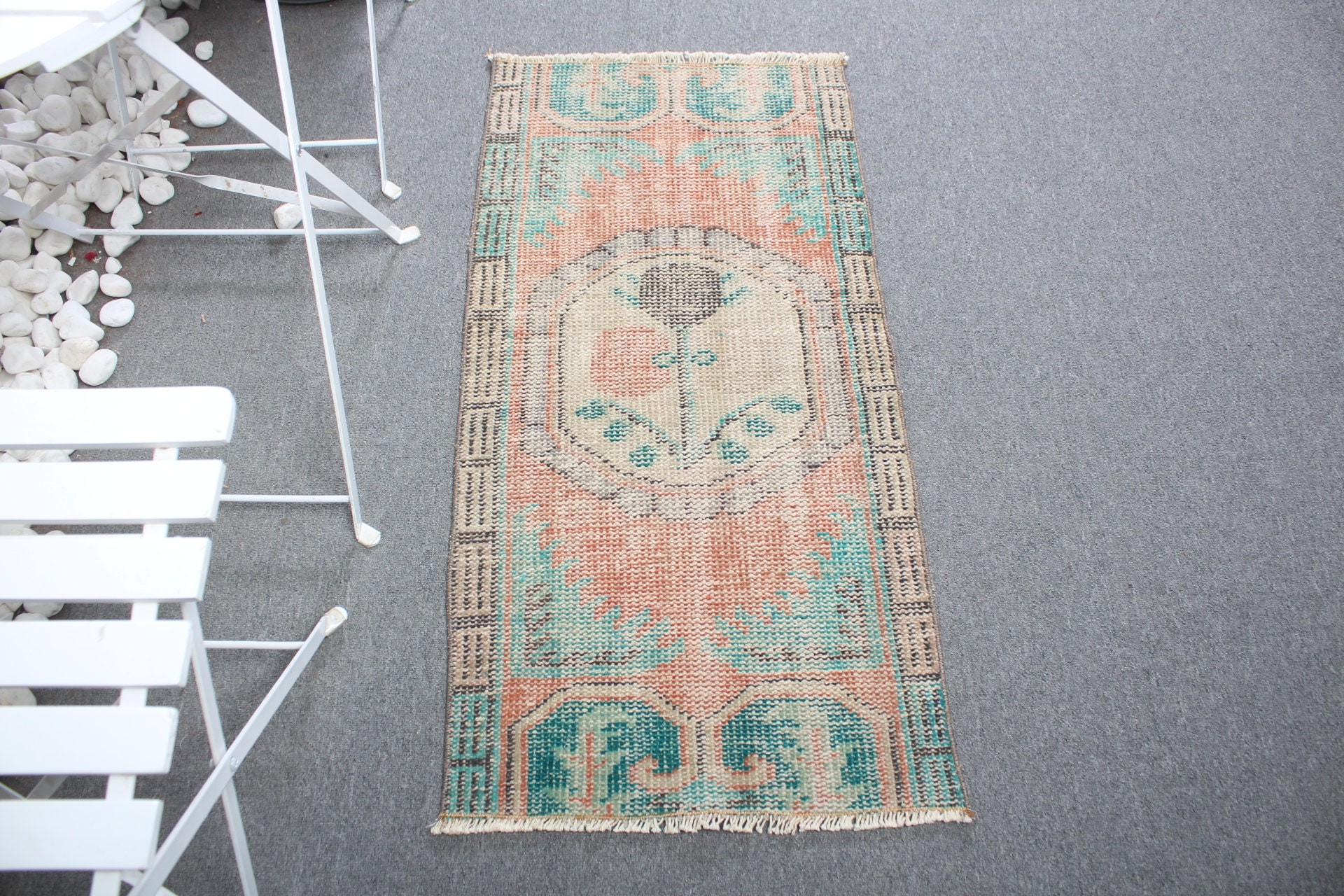 Turkish Rug, Wall Hanging Rug, Bath Rug, Cool Rug, Orange Antique Rug, Outdoor Rug, Vintage Rugs, 1.8x3.4 ft Small Rug