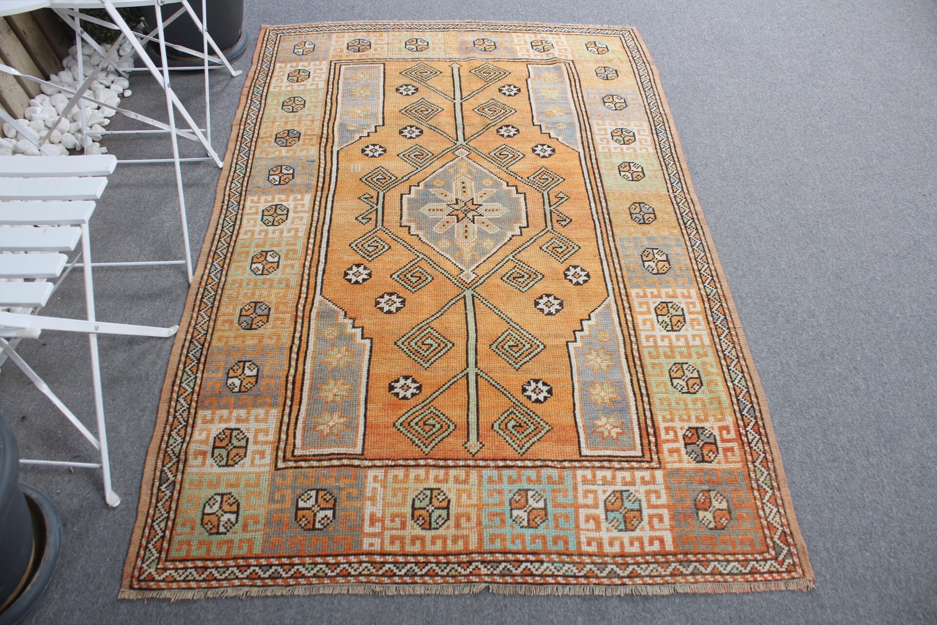 Oriental Rug, Floor Rug, Vintage Rug, 4.1x6.3 ft Area Rug, Turkish Rugs, Orange Kitchen Rug, Rugs for Bedroom, Moroccan Rug, Nursery Rug