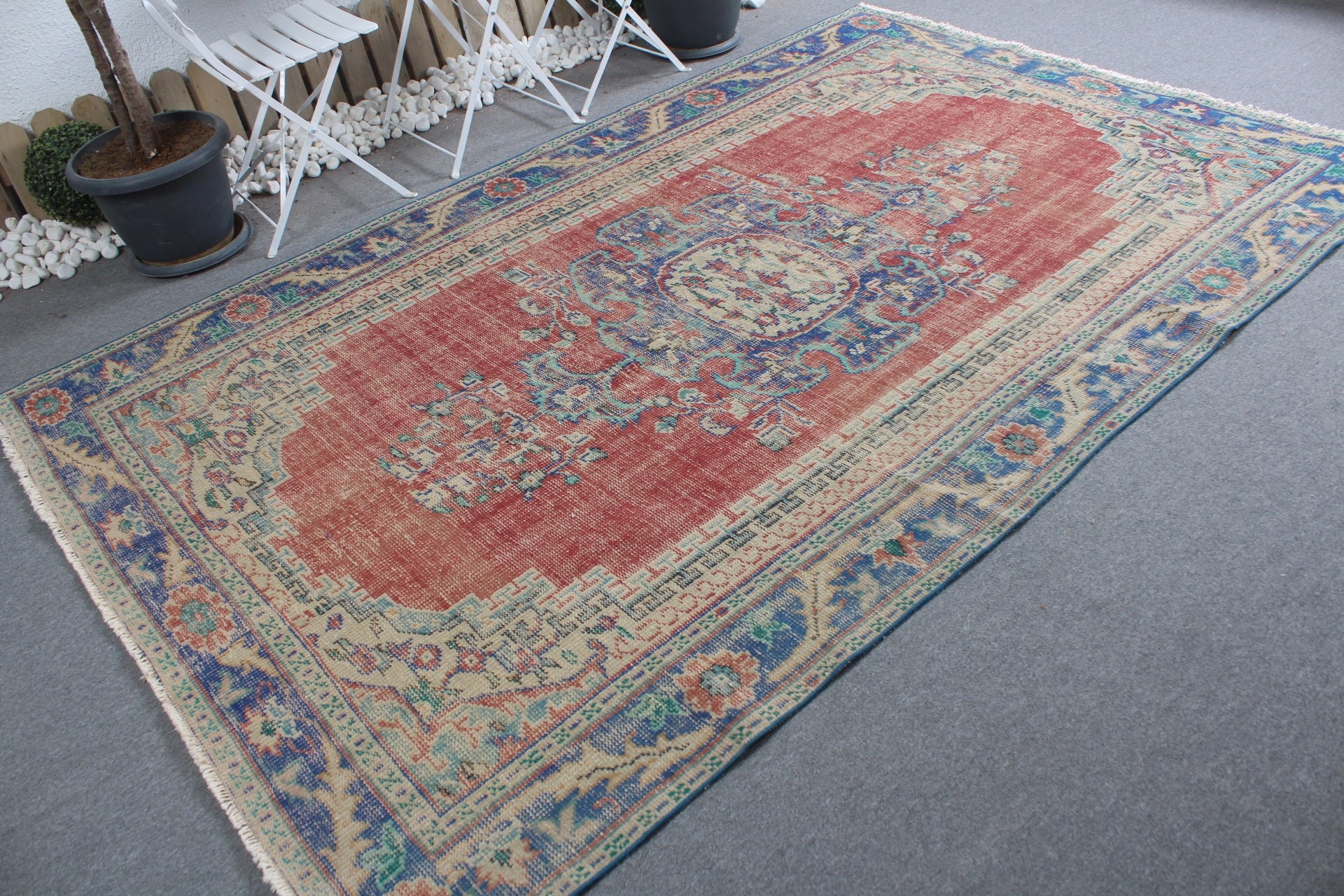 Salon Rugs, Anatolian Rug, Turkish Rug, Bedroom Rug, Red Wool Rugs, Kitchen Rug, Rugs for Dining Room, Vintage Rug, 6.2x8.7 ft Large Rug