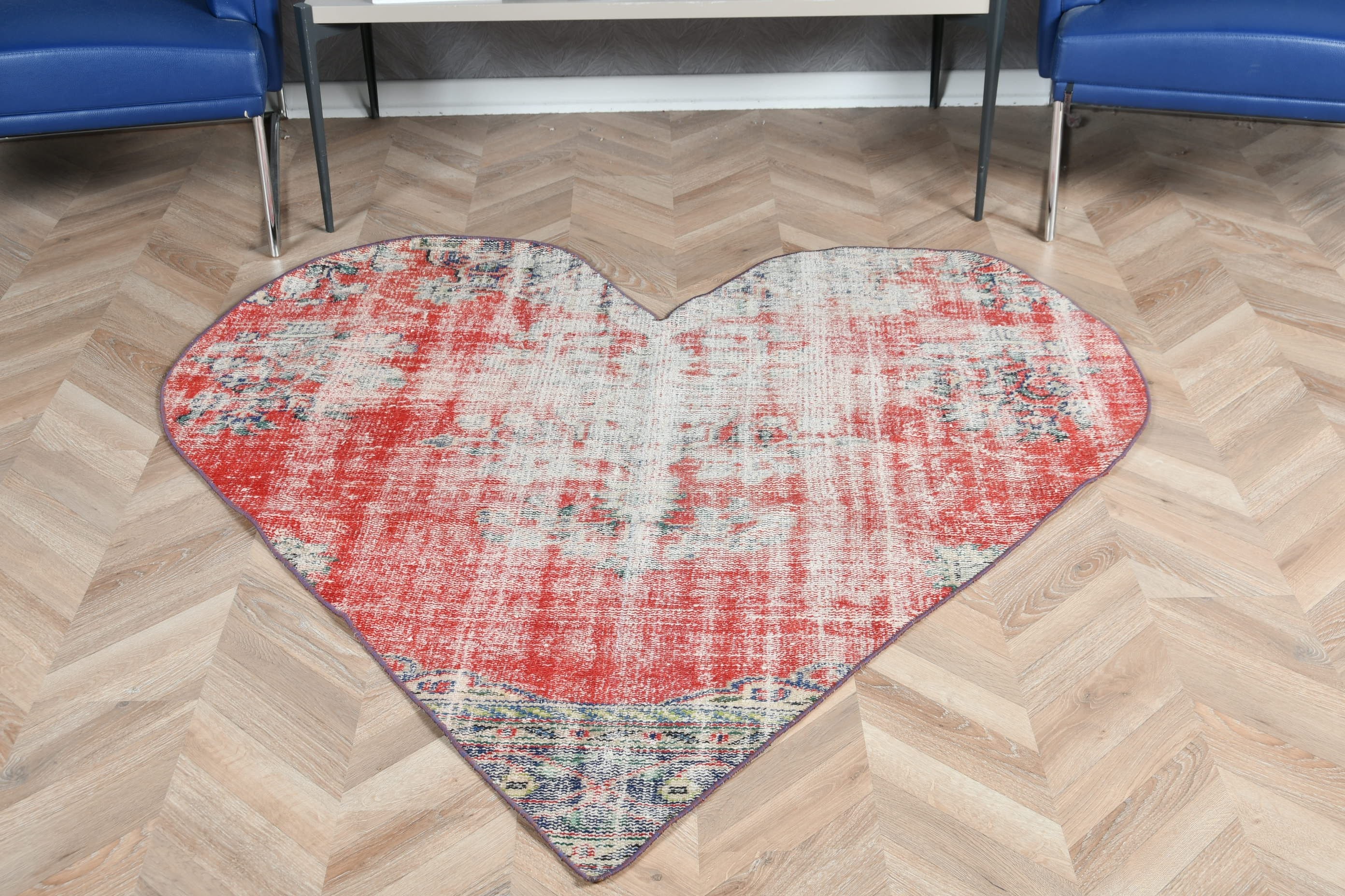 Turkish Rugs, Red Wool Rug, Floor Rug, Vintage Rug, Kitchen Rug, Art Rug, Indoor Rugs, 5x5.1 ft Area Rug, Rugs for Dining Room, Antique Rug