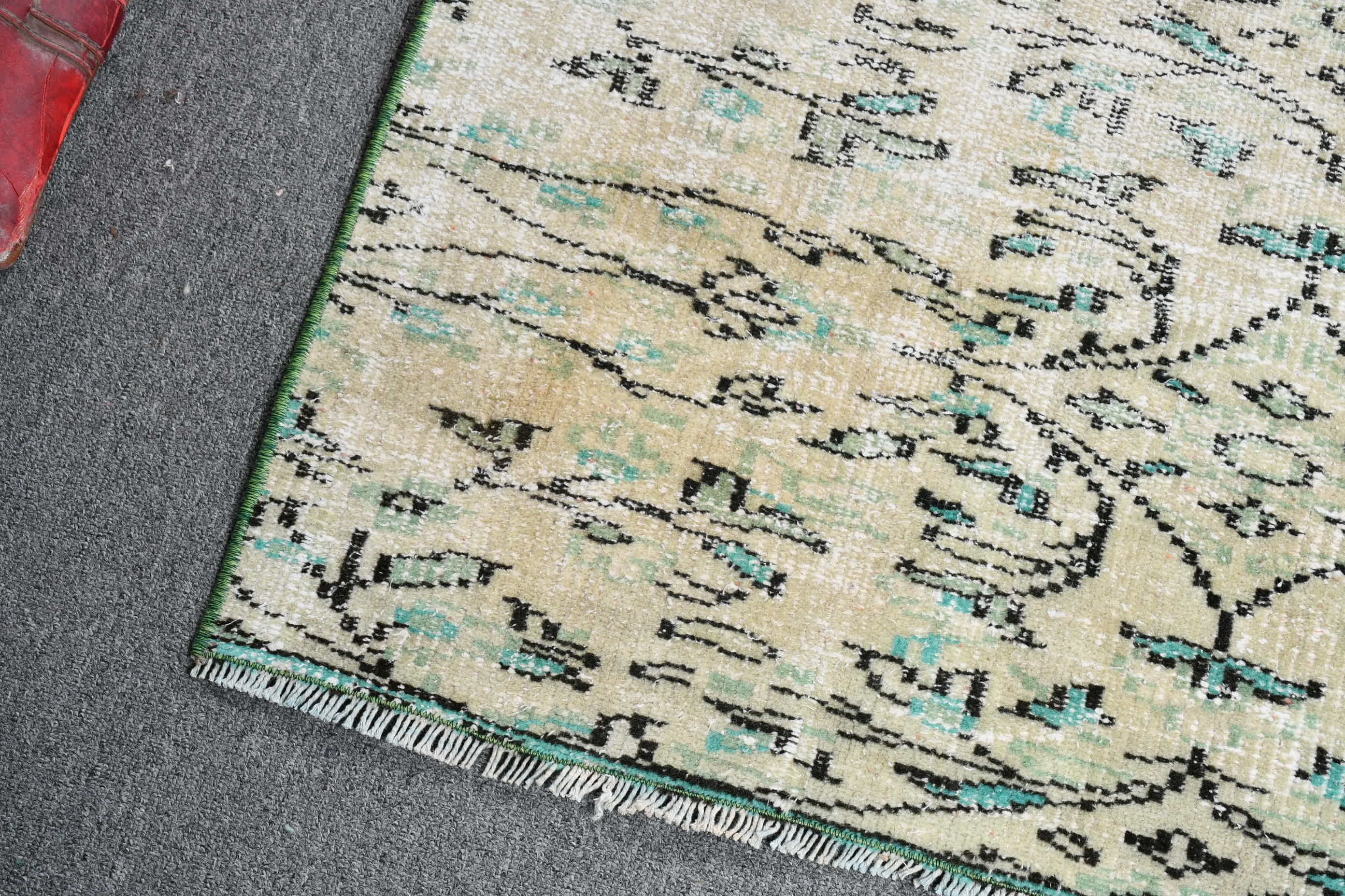 Bedroom Rugs, 3.4x7.2 ft Area Rugs, Dining Room Rug, Vintage Rug, Indoor Rug, Antique Rug, Turkish Rugs, Green Cool Rugs, Rugs for Nursery