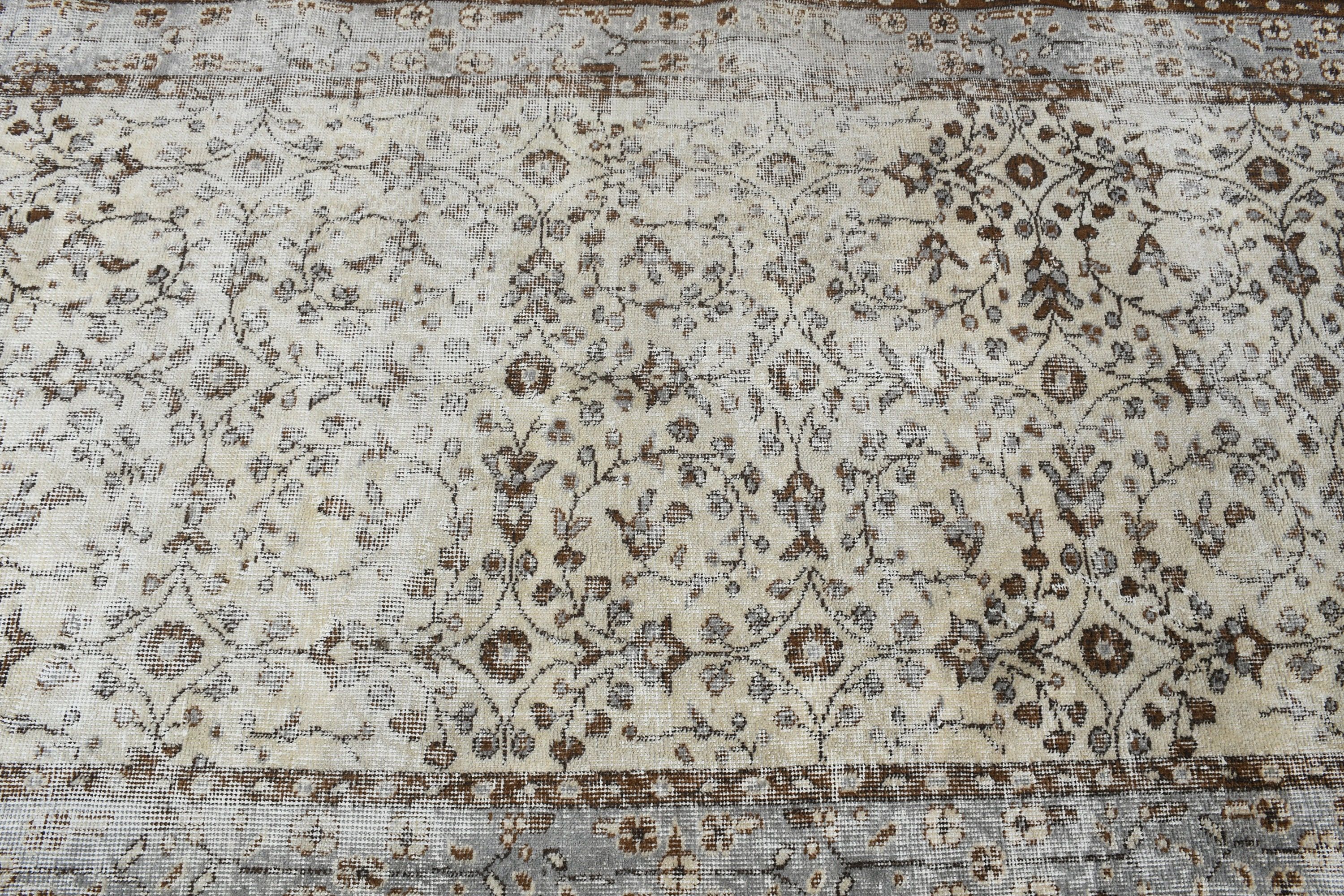 Vintage Halı, Türk Halısı, Kahverengi Yatak Odası Halıları, Oryantal Halı, Antika Halı, 3,7x6,8 ft Alan Kilimi, İç Mekan Halısı, Oturma Odası Halıları, Eskitilmiş Halı