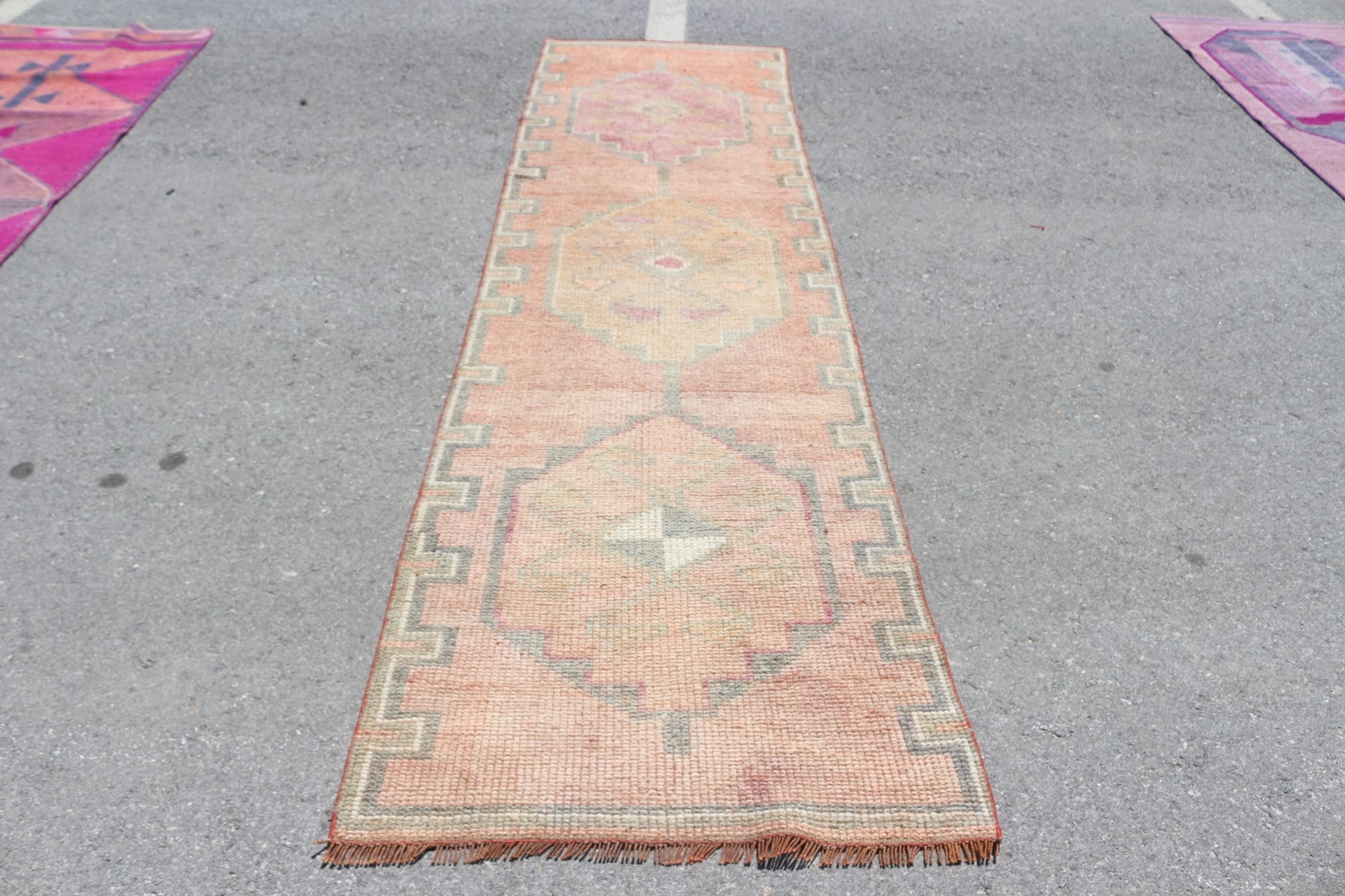 Estetik Halı, Türk Halısı, 2.8x10.4 ft Yolluk Halısı, Koridor Halıları, Fas Halıları, Vintage Halı, Bej Oushak Halısı, Oushak Halısı, Koridor Halıları