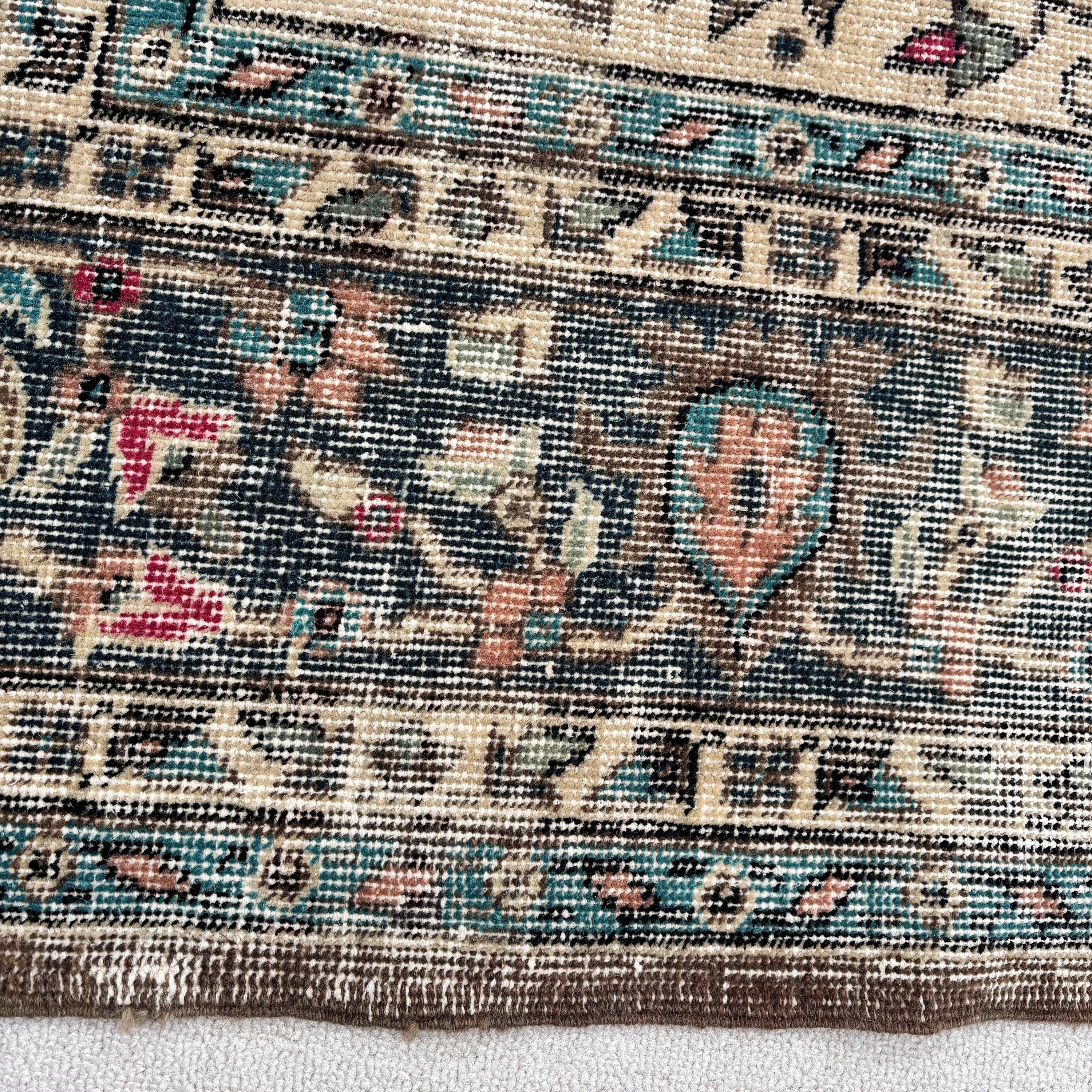 Vintage Halı, Büyük Boho Halı, 6.8x10 ft Büyük Halılar, Büyük Oushak Halıları, Fas Halısı, Ev Dekor Halısı, Türk Halısı, Yeşil El Dokuma Halılar