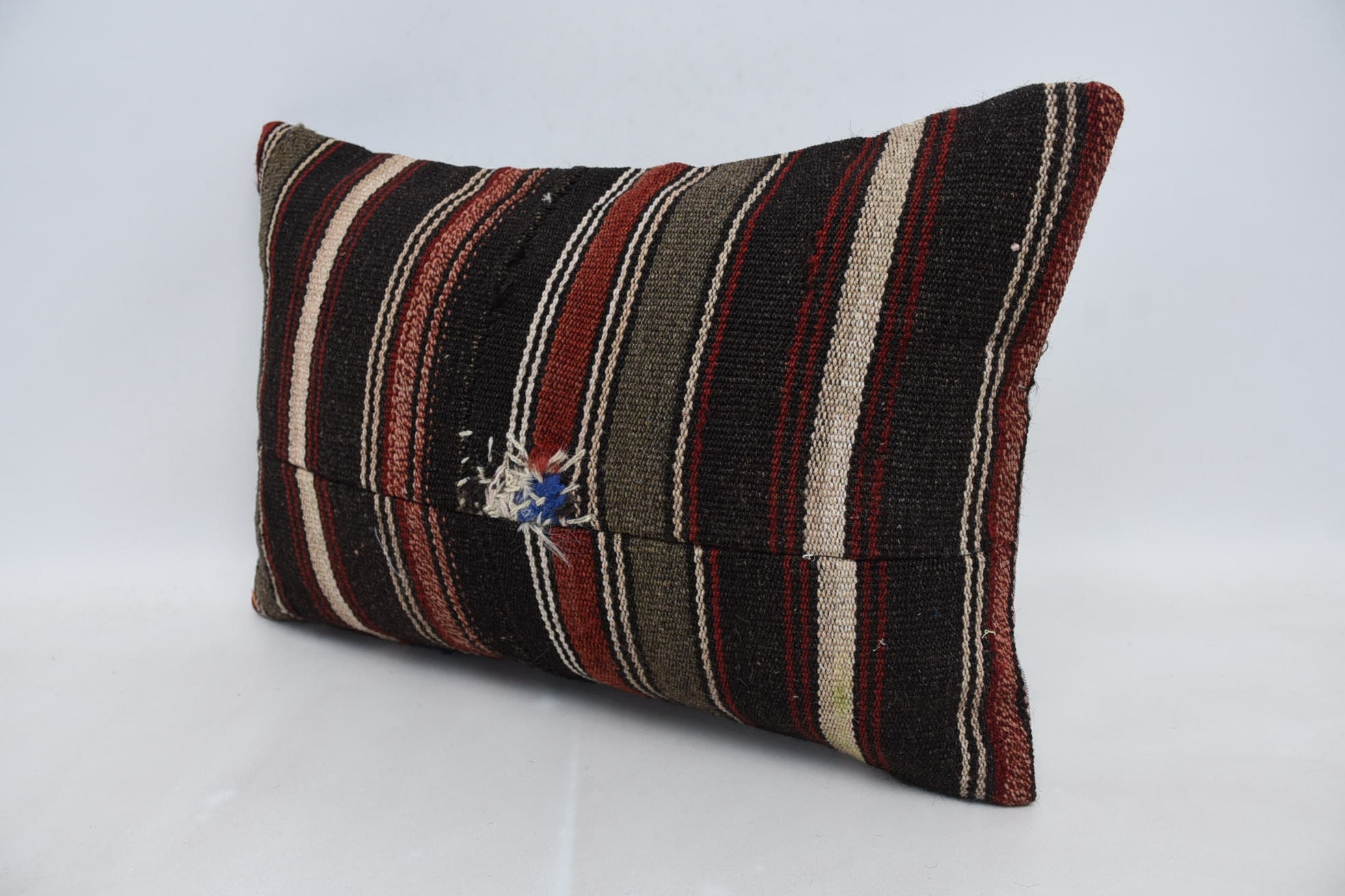 Nautical Throw Cushion, Antique Pillows, Boho Pillow Sham Cover, Muted Cushion Case, Kilim Cushion Sham, 16"x24" Brown Pillow