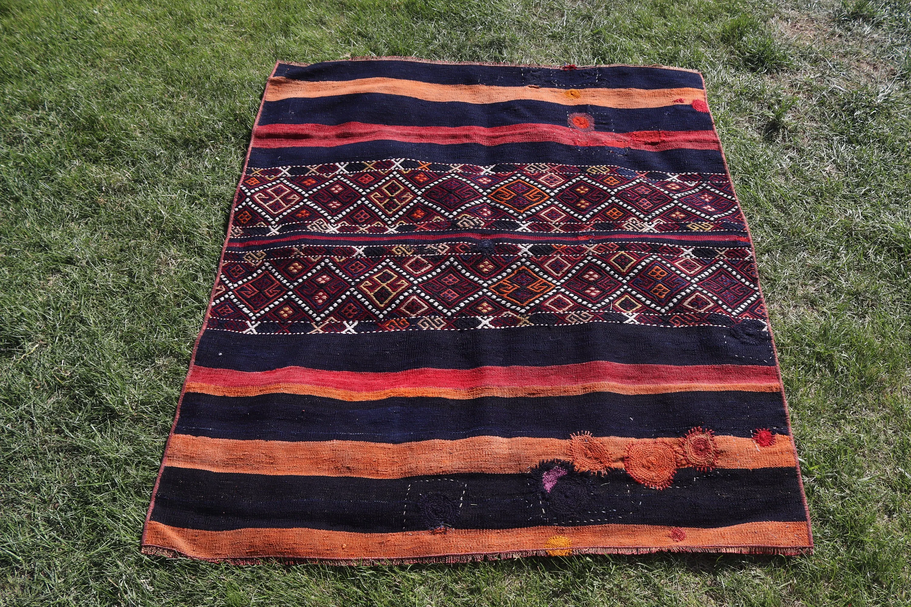 Banyo Halıları, Ev Dekorasyonu Halıları, Türk Halısı, 3,5x4 ft Küçük Halılar, Mavi Havalı Halılar, Küçük Vintage Halılar, Yer Halısı, Kilim, Vintage Halılar