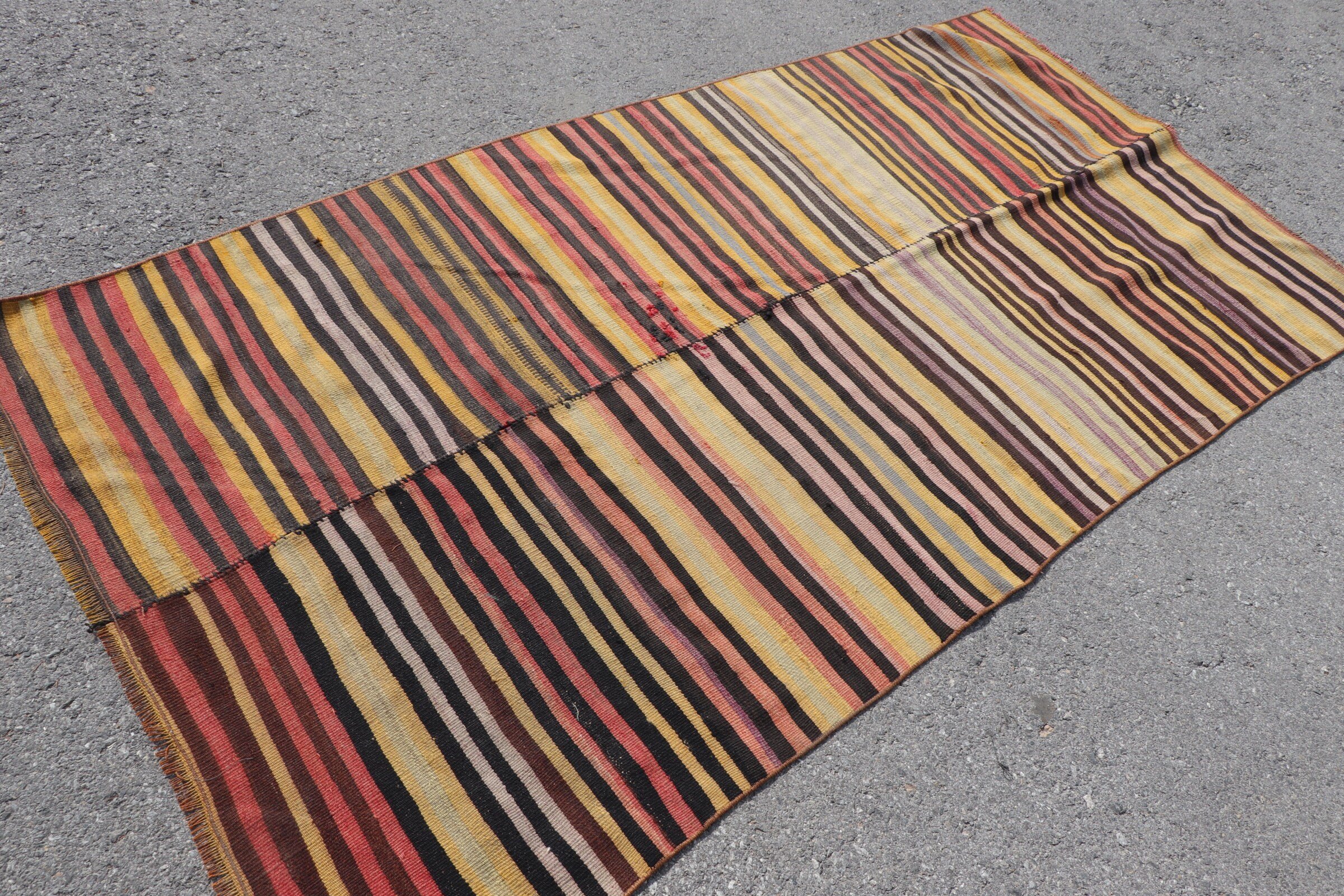 Yemek odası Kilim, 120x233 cm Oturma odası Kilim, Türk Kilim, Oturma odası Kilim, Yemek odası Kilim, Sarı Antik Kilim, Anadolu Kilim