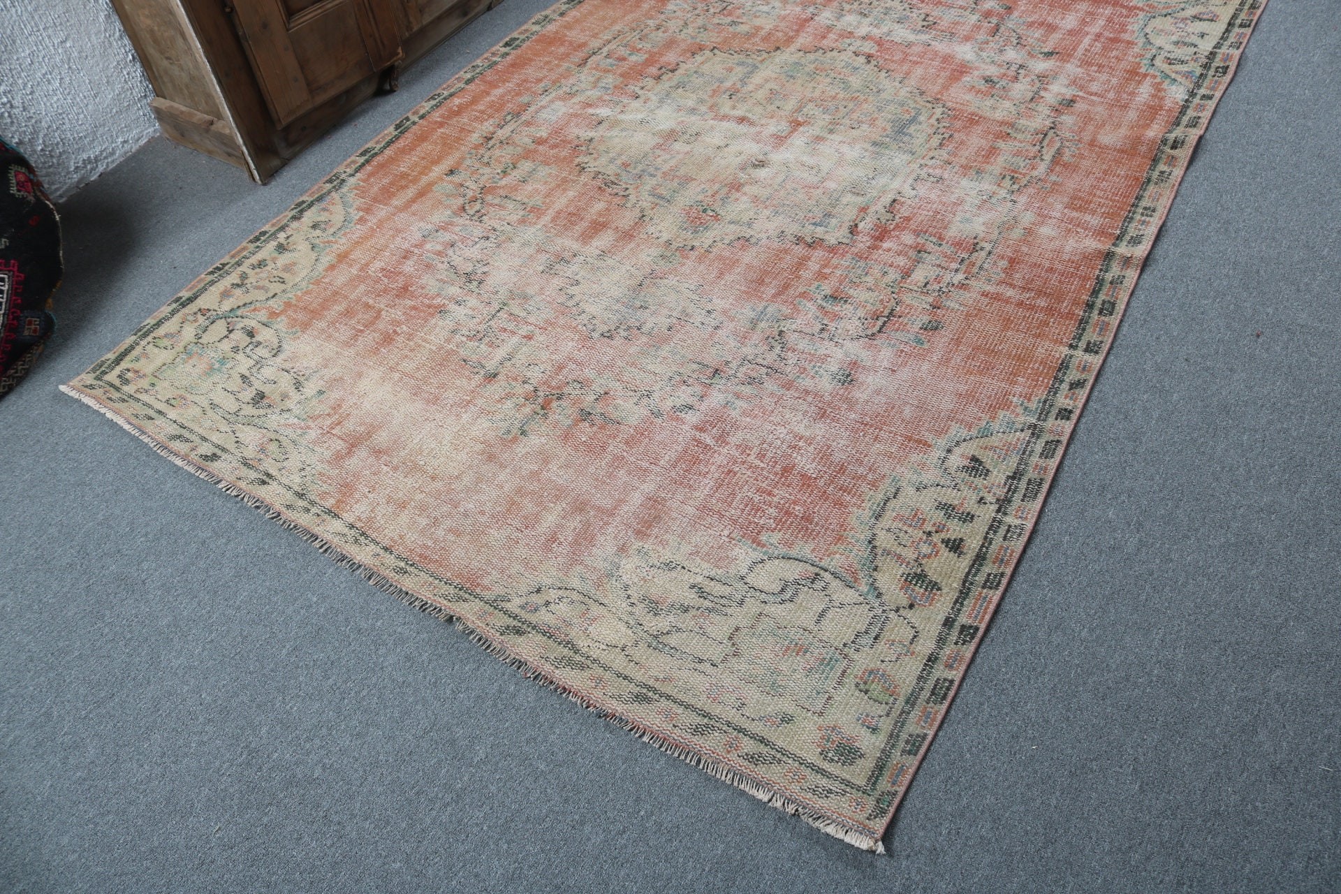 Büyük Boho Halısı, Büyük Oushak için Halılar, 5.2x7.8 ft Büyük Halılar, Vintage Halı, Anadolu Halıları, Kırmızı Yatak Odası Halıları, Türk Halısı