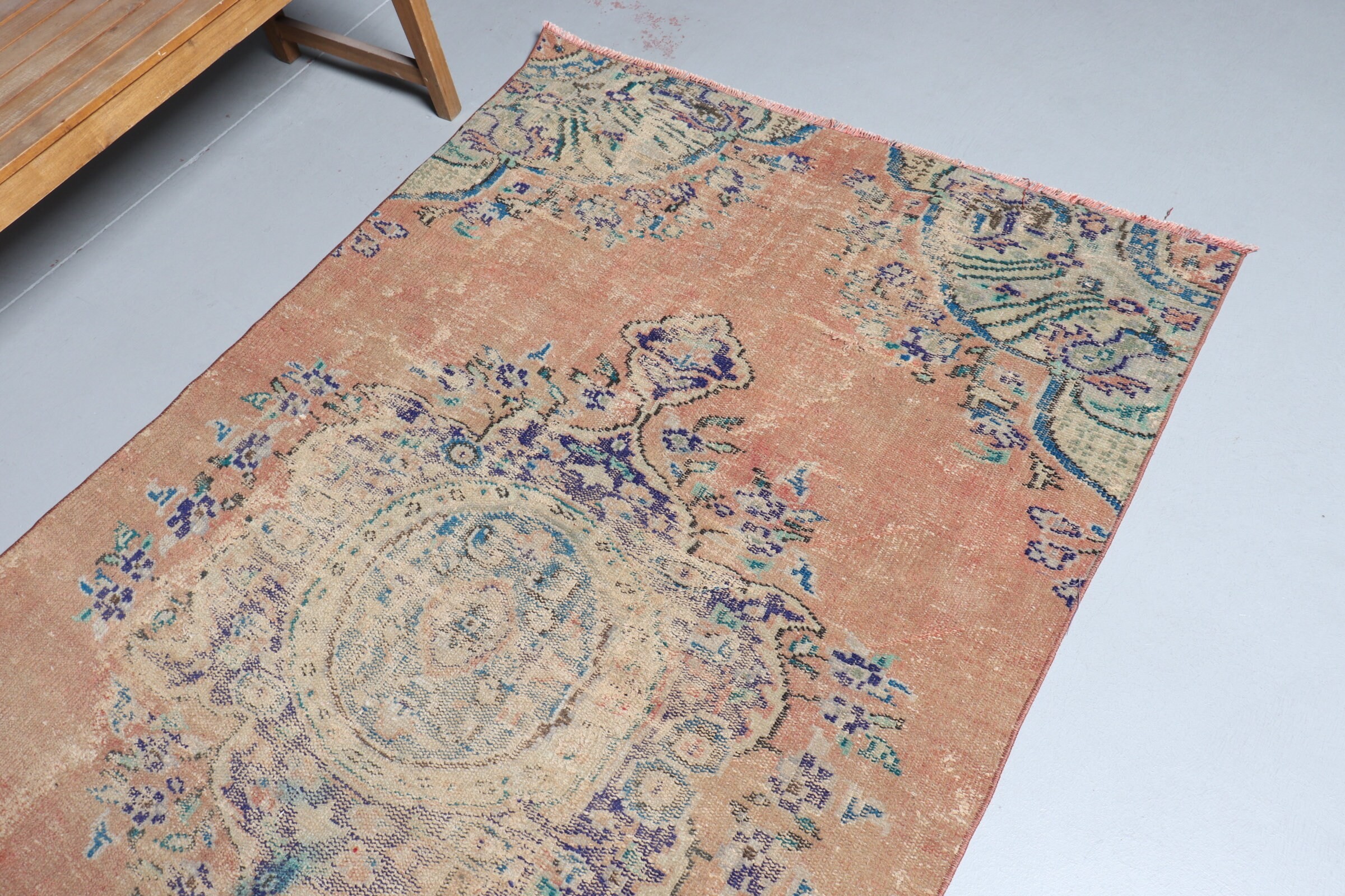 Orange Oushak Rug, Floor Rug, Turkish Rug, Vintage Rugs, Nursery Rugs, Bedroom Rugs, Moroccan Rugs, Home Decor Rugs, 4.4x7.2 ft Area Rugs