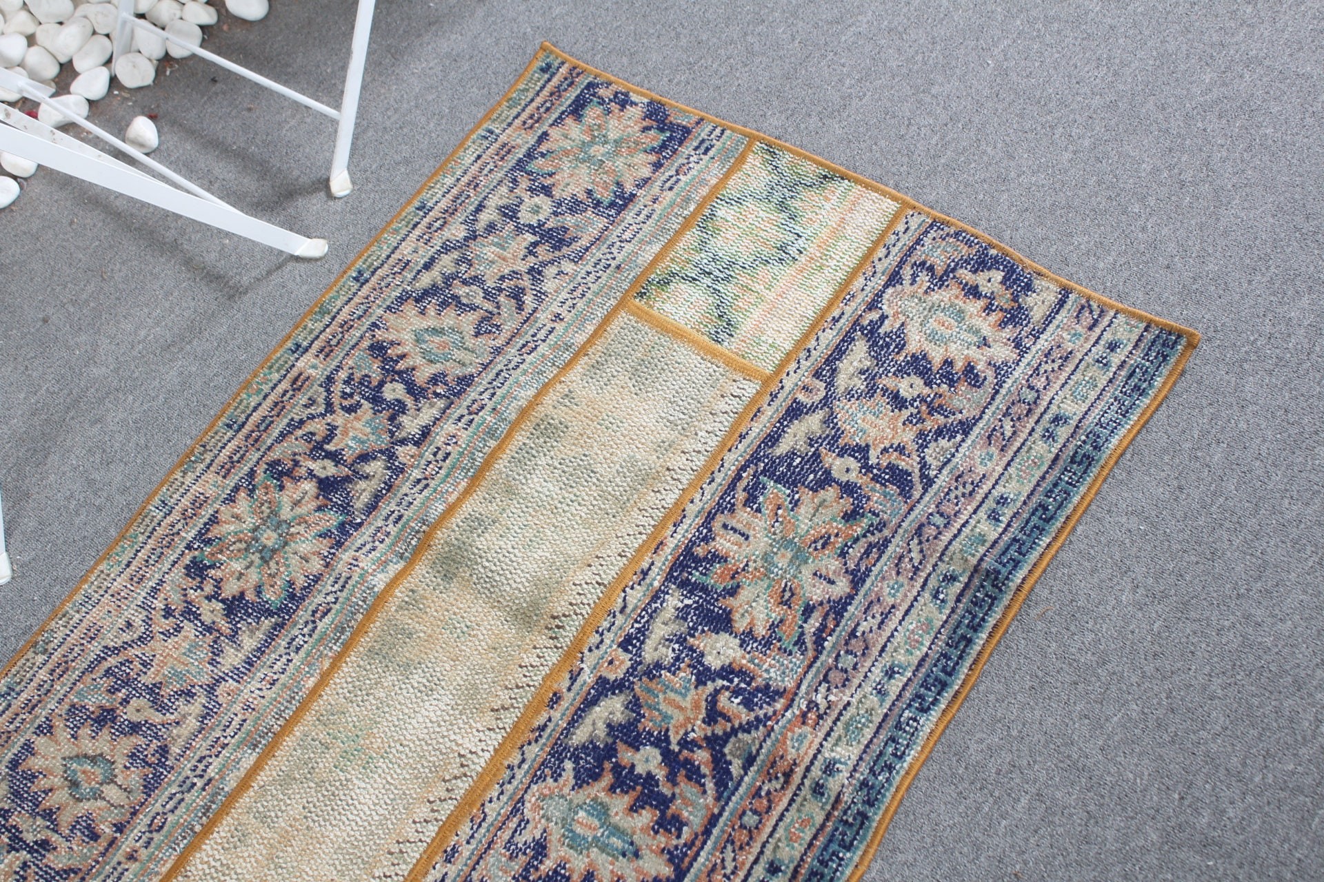 Mavi Oryantal Halı, Türk Halısı, Vintage Halı, 2.4x3.6 ft Küçük Halı, Banyo Halısı, Havalı Halılar, Sevimli Banyo Paspas Halısı, Oryantal Halı, Duvara Asılı Halı