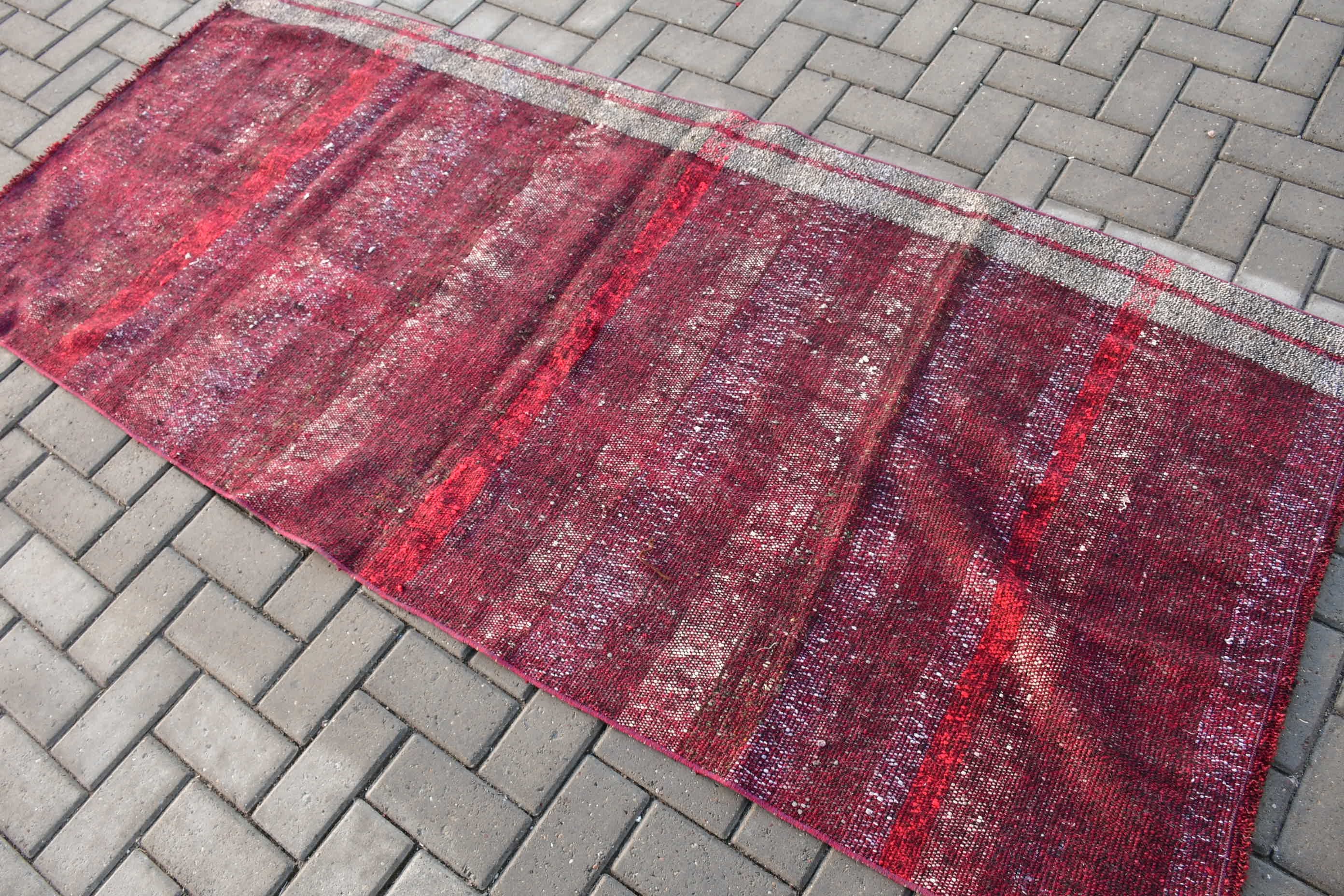 Vintage Rugs, Floor Rugs, Red Wool Rugs, Rugs for Floor, Kilim, Custom Rug, Moroccan Rug, 3.3x7.4 ft Area Rugs, Bedroom Rugs, Turkish Rug