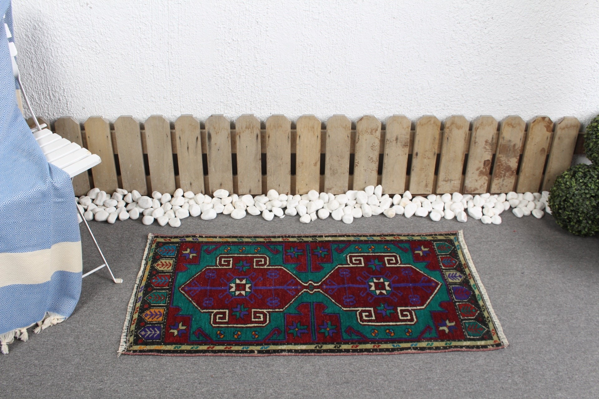 Mor Yün Halı, Vintage Halı, Türk Halısı, Mutfak Halıları, Duvara Asılı Halı, Yer Halıları, 1.7x3.6 ft Küçük Halı, Yatak Odası Halısı