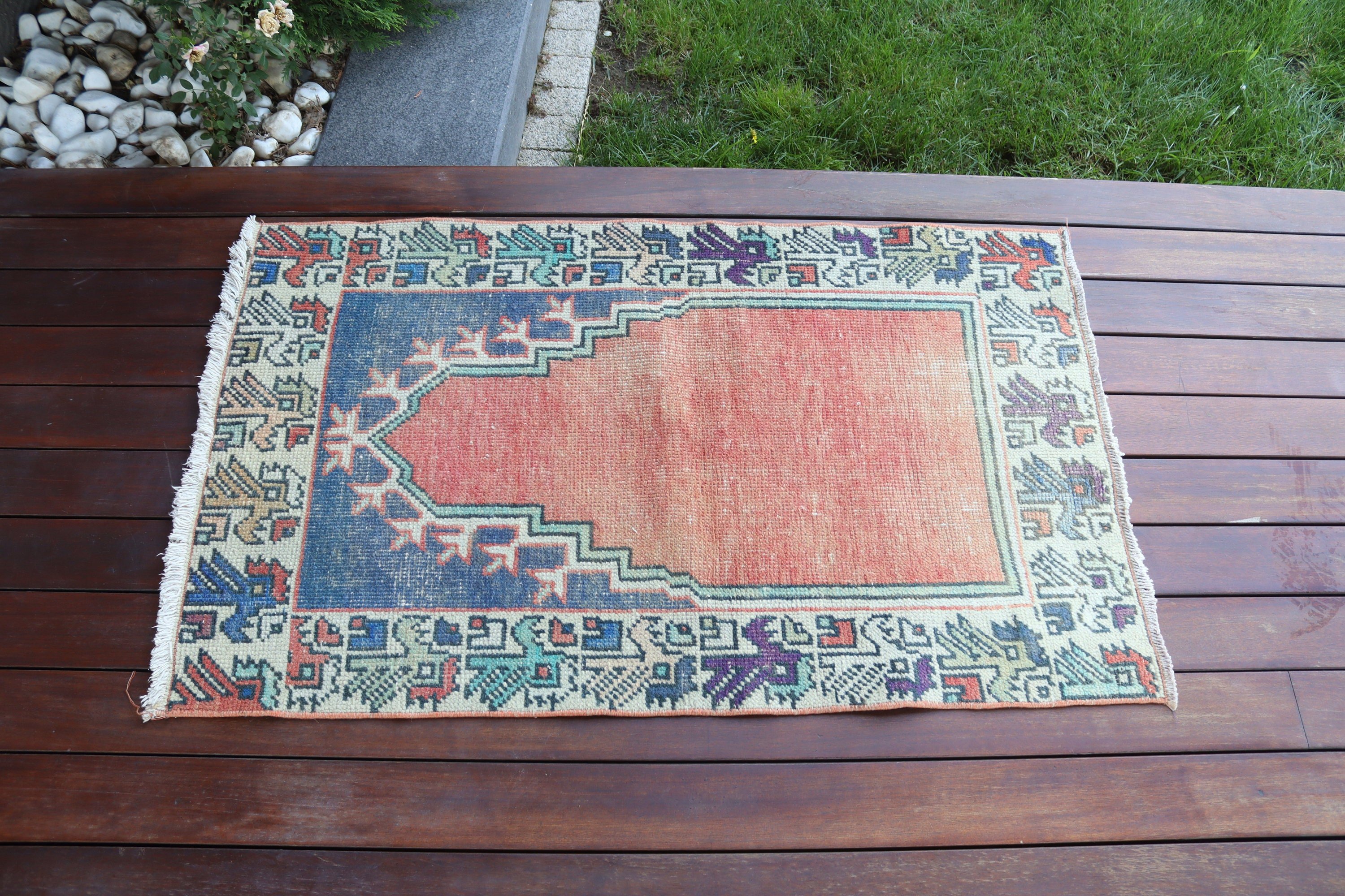 2.2x3.6 ft Small Rug, Rugs for Door Mat, Red Floor Rugs, Bath Rug, Antique Rug, Turkish Rug, Vintage Rug, Small Area Rug