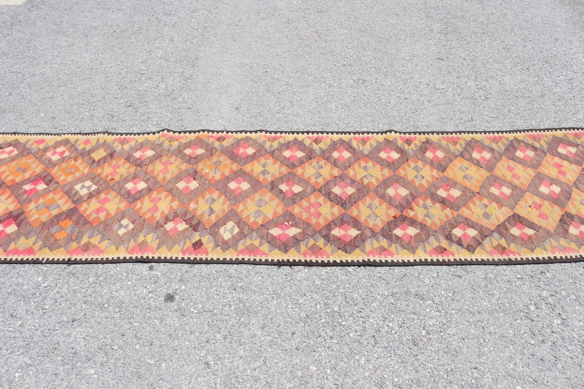 Orange  2.3x9.8 ft Runner Rug, Rugs for Stair, Anatolian Rug, Floor Rugs, Kitchen Rug, Handmade Rug, Vintage Rug, Turkish Rug