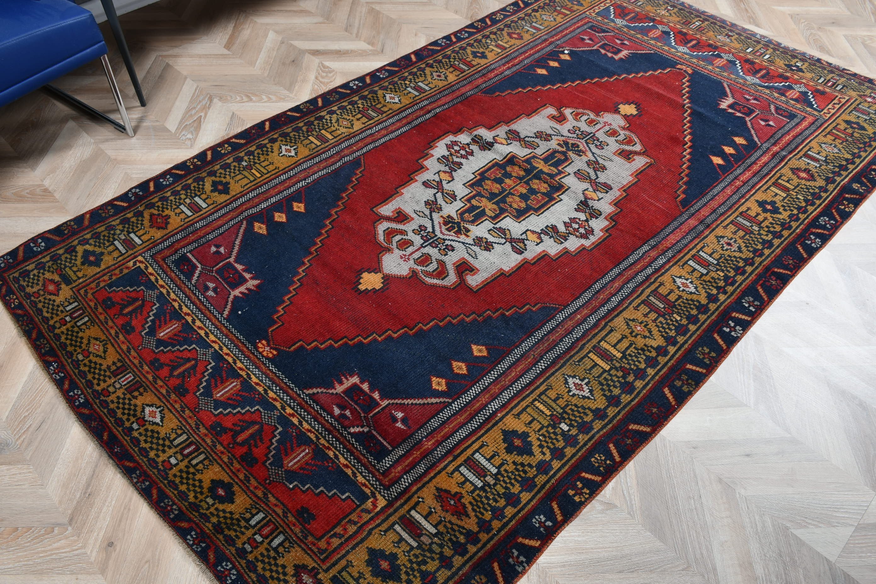 Nursery Rug, Floor Rug, Antique Rugs, Blue Floor Rug, 4.8x8.2 ft Area Rugs, Vintage Rug, Rugs for Indoor, Turkish Rug, Living Room Rug