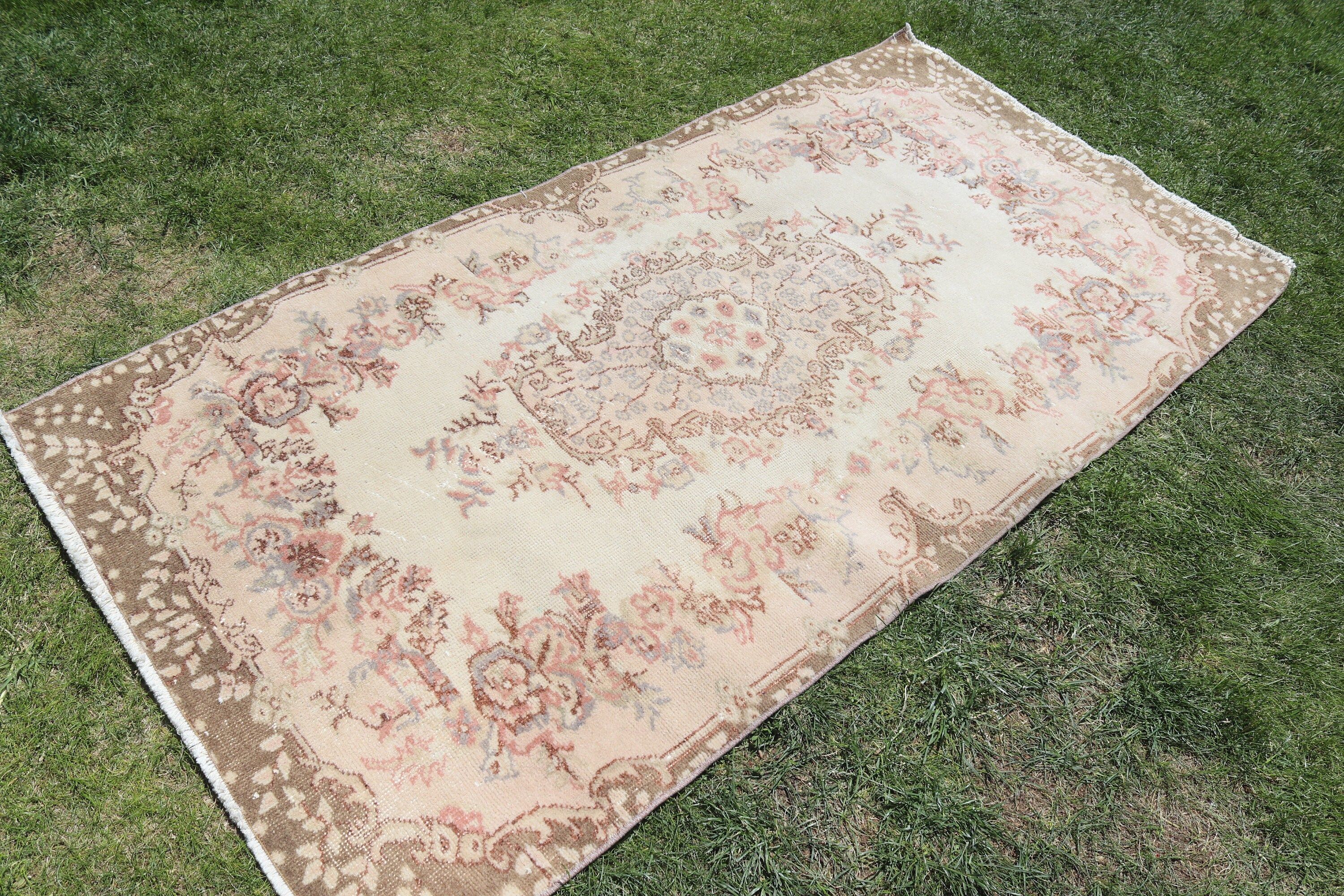 Office Rug, Vintage Rugs, Bedroom Rugs, Wool Rug, Turkish Rug, Brown Moroccan Rugs, 3.4x6.7 ft Accent Rugs, Decorative Rugs, Moroccan Rugs