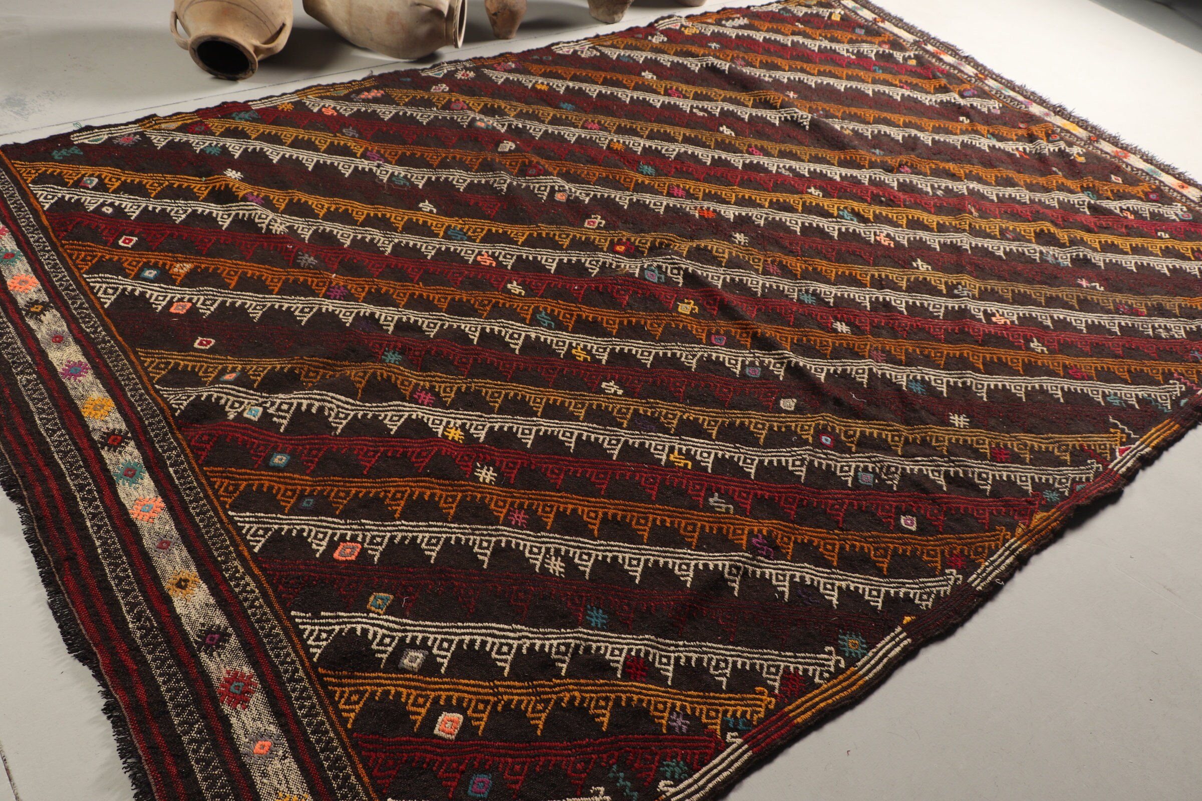 Yemek Odası Halısı, Türk Halısı, Siyah Yer Halısı, Kilim, 7x10.8 ft Büyük Boy Halılar, Mutfak Halıları, Yatak Odası Halısı, Oturma Odası Halısı, Vintage Halılar