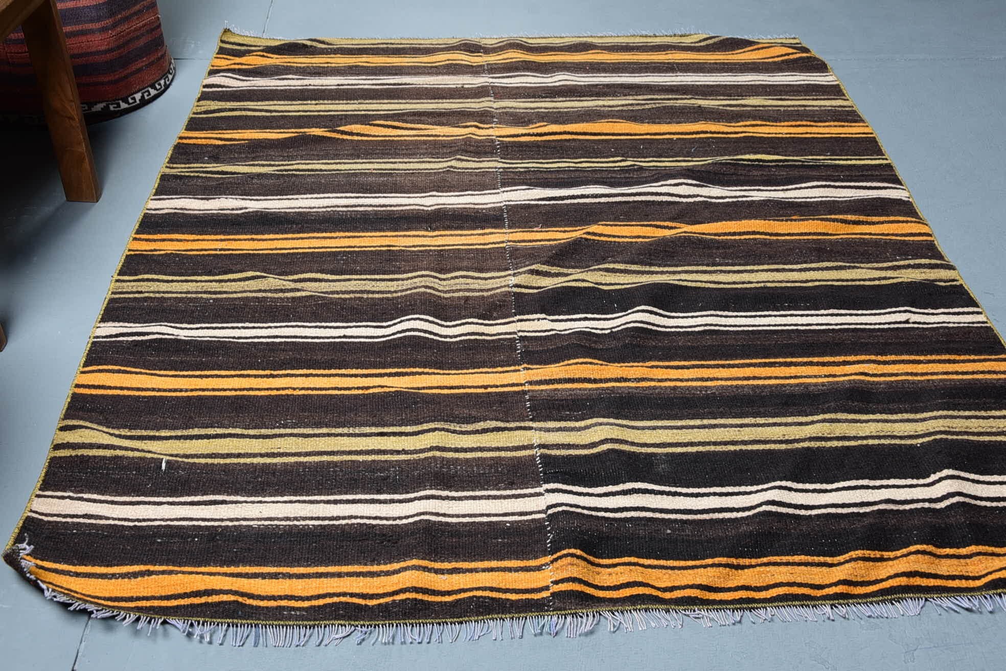 Kitchen Rugs, Bedroom Rug, Oushak Rugs, Vintage Rugs, Turkish Rug, Art Rug, Rugs for Bedroom, Oriental Rug, 4.2x5 ft Accent Rugs, Kilim