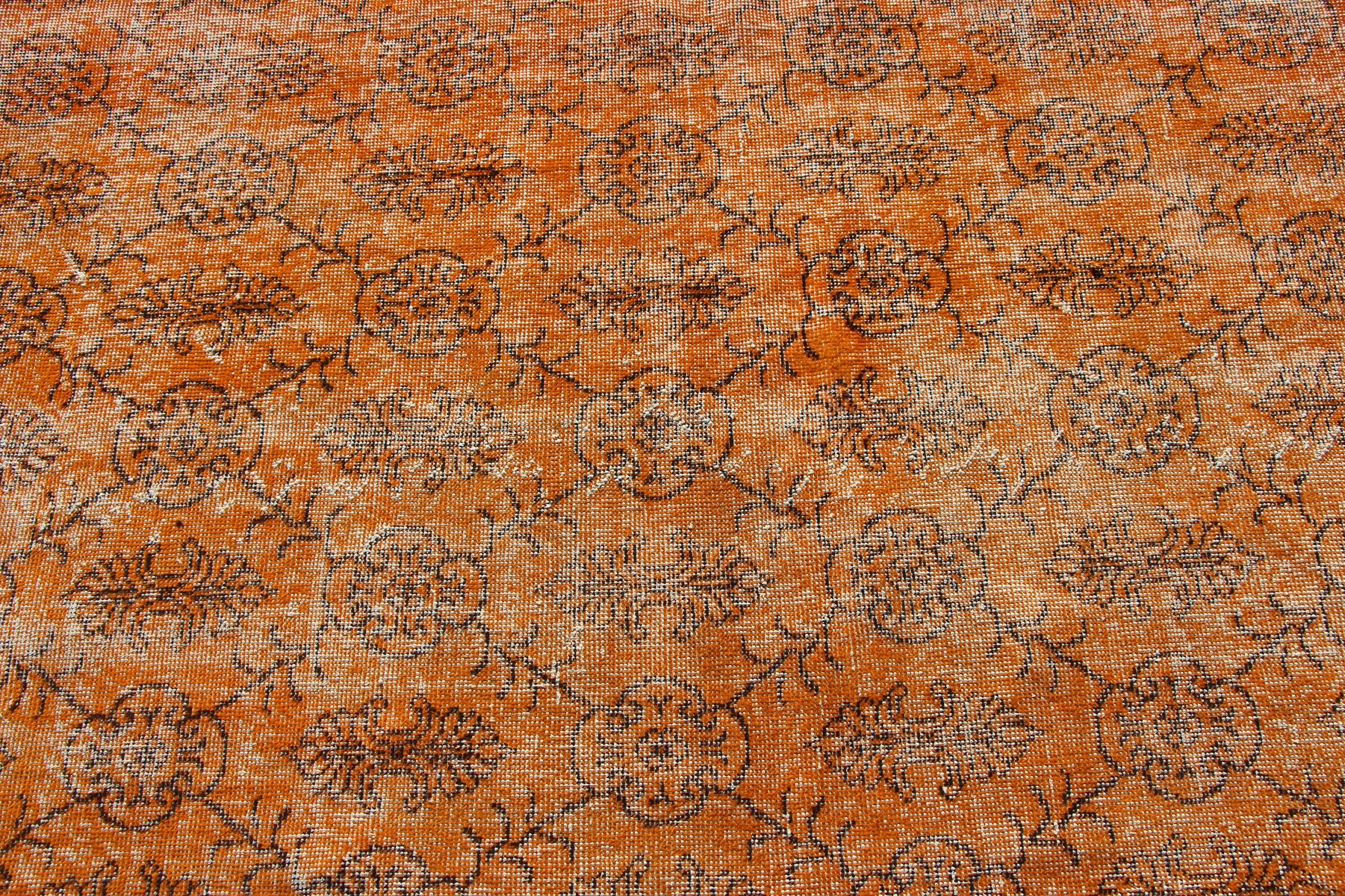 Orange Anatolian Rug, Vintage Rug, Hand Woven Rug, Turkish Rug, 3.7x6.3 ft Accent Rugs, Cool Rug, Bedroom Rug, Home Decor Rugs, Kitchen Rug