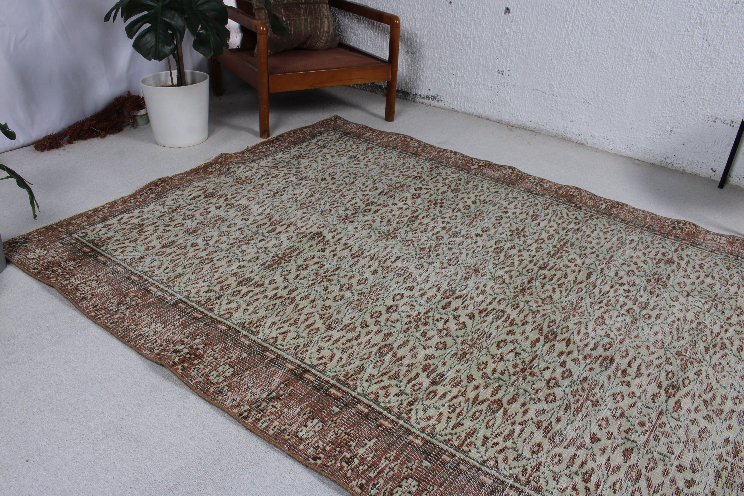 Salon Halıları, Bej Yün Halı, Ev Dekorasyonu Halıları, Büyük Boho Halısı, Türkiye Halısı, Türk Halısı, Nötr Halı, 5,2x8,8 ft Büyük Halı, Vintage Halı