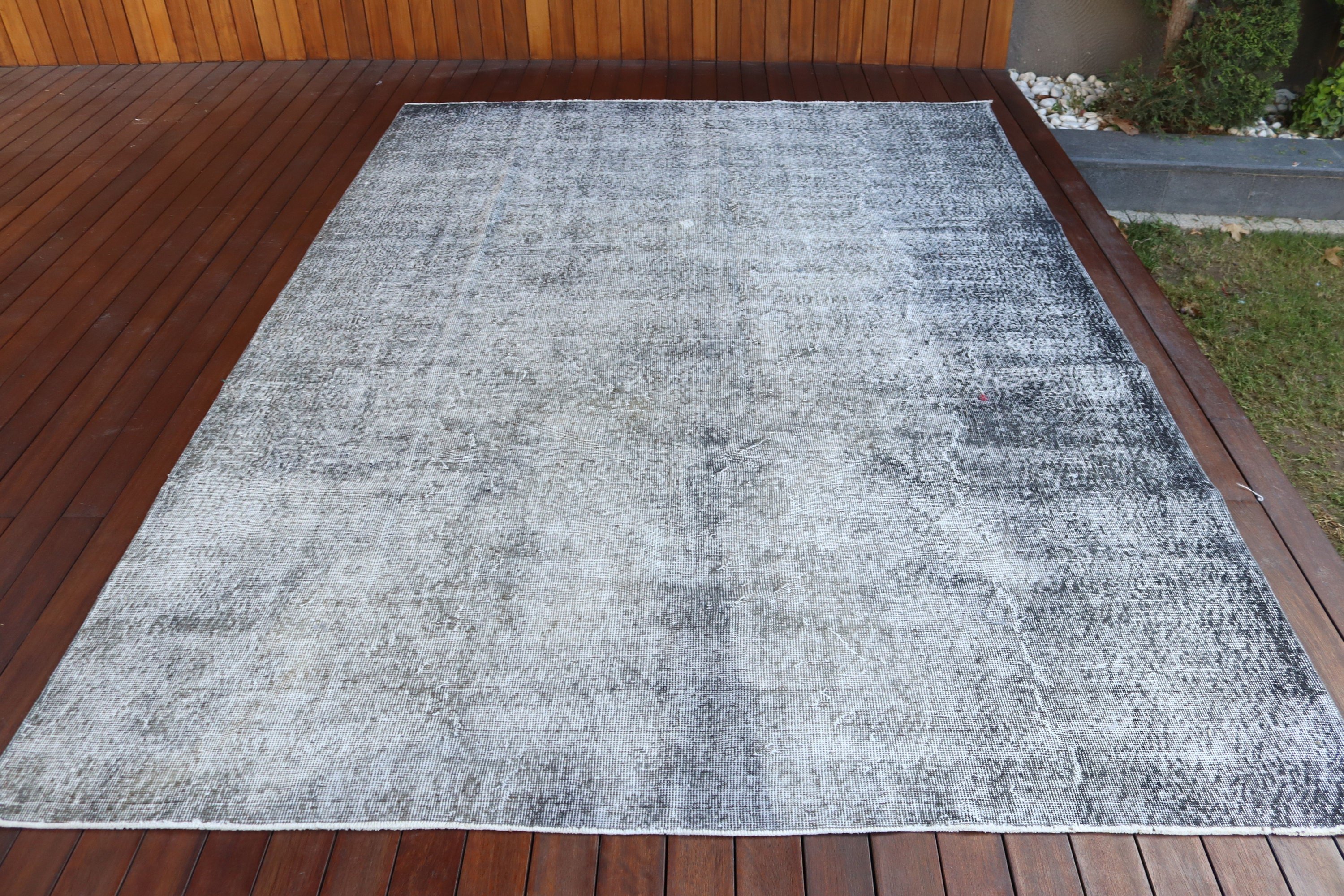 Turkish Rugs, Cool Rugs, Large Oushak Rugs, 6.8x9.7 ft Large Rug, Office Rug, Living Room Rug, Gray Oushak Rug, Vintage Rugs