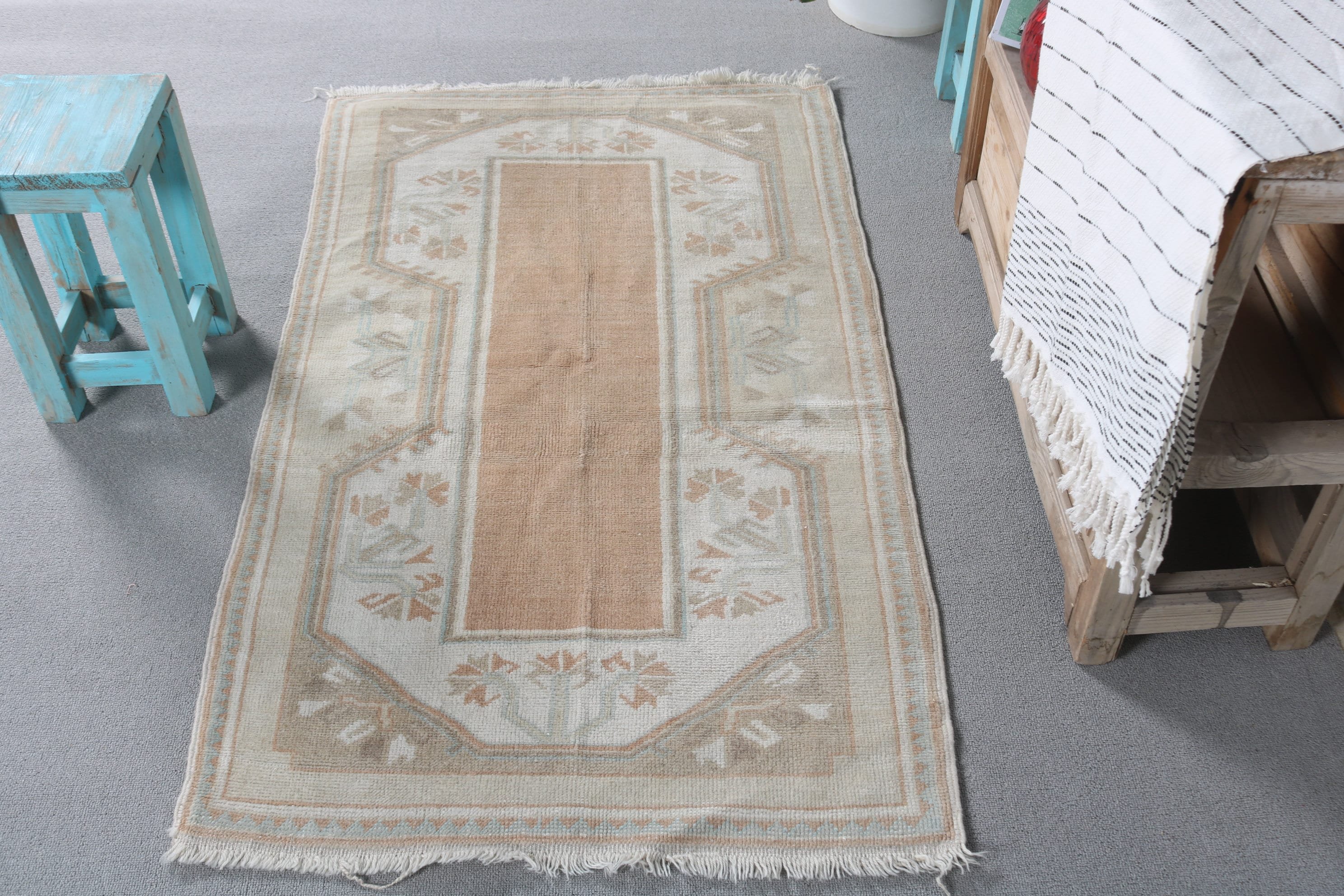 Vintage Rug, Brown  2.5x4.3 ft Small Rug, Turkish Rug, Car Mat Rugs, Custom Rug, Moroccan Rugs, Bathroom Rug, Anatolian Rugs