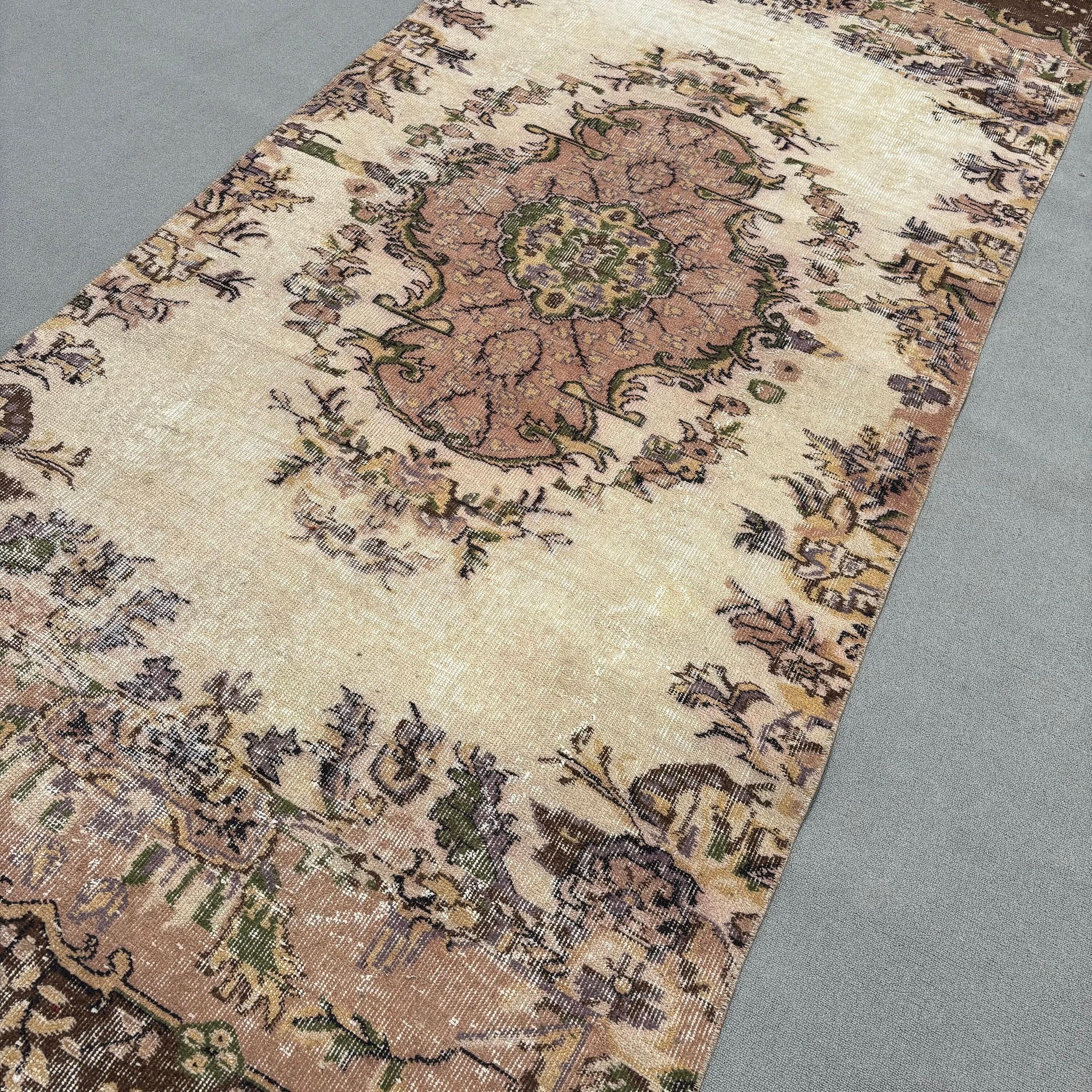 Rugs for Salon, Turkish Rug, Oushak Rugs, Vintage Rug, Beige  4.3x9.7 ft Large Rug, Dining Room Rug, Salon Rug, Kitchen Rugs