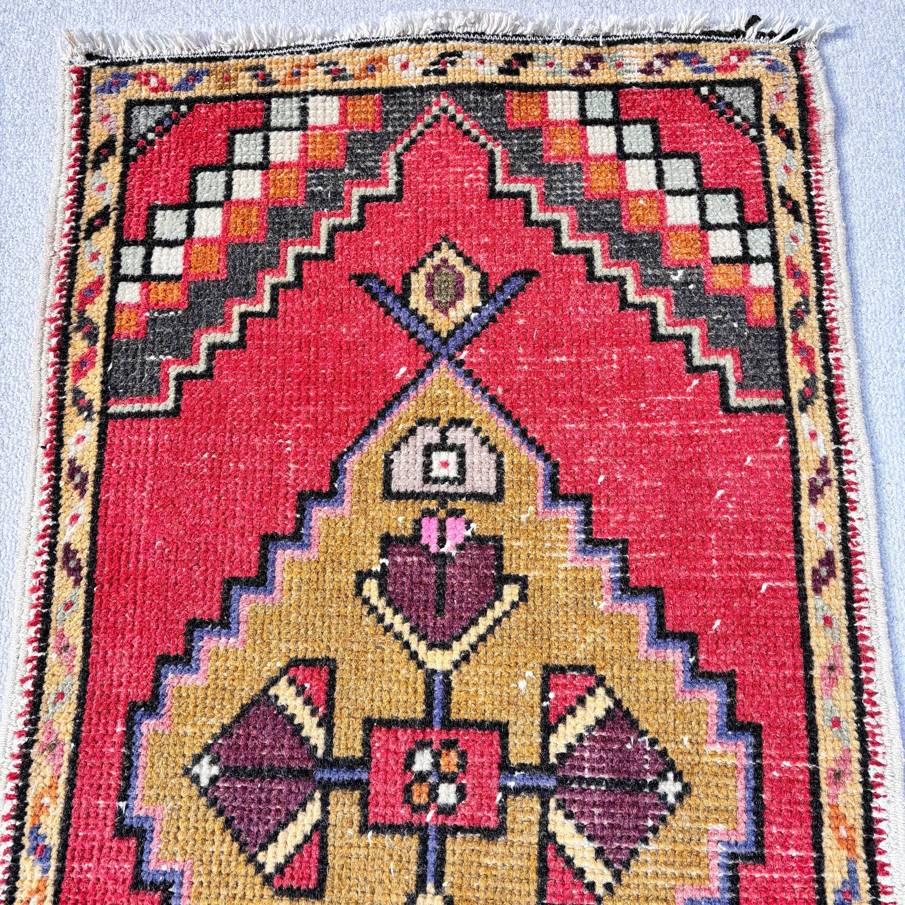 Red Bedroom Rugs, Vintage Rug, Turkish Rugs, Door Mat Rug, Car Mat Rug, Handwoven Rug, Modern Rugs, 1.7x3.2 ft Small Rugs, Ethnic Rugs