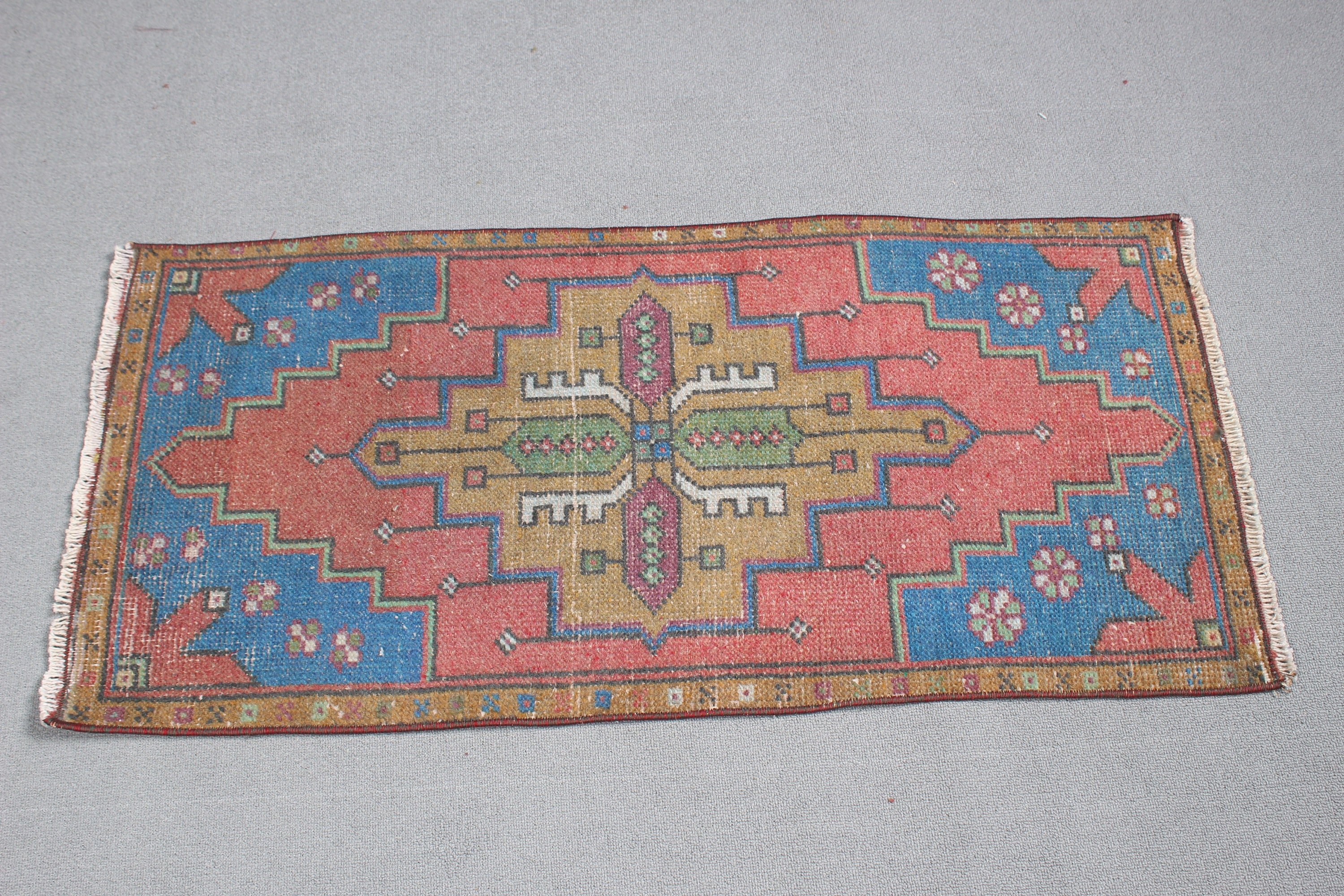 Lüks Halı, Küçük Boho Halı, Vintage Halılar, Kırmızı Soğuk Halı, Ev İçin Hediye Halı, 1.6x3.6 ft Küçük Halı, Türk Halıları, Havalı Halılar, Banyo Halısı