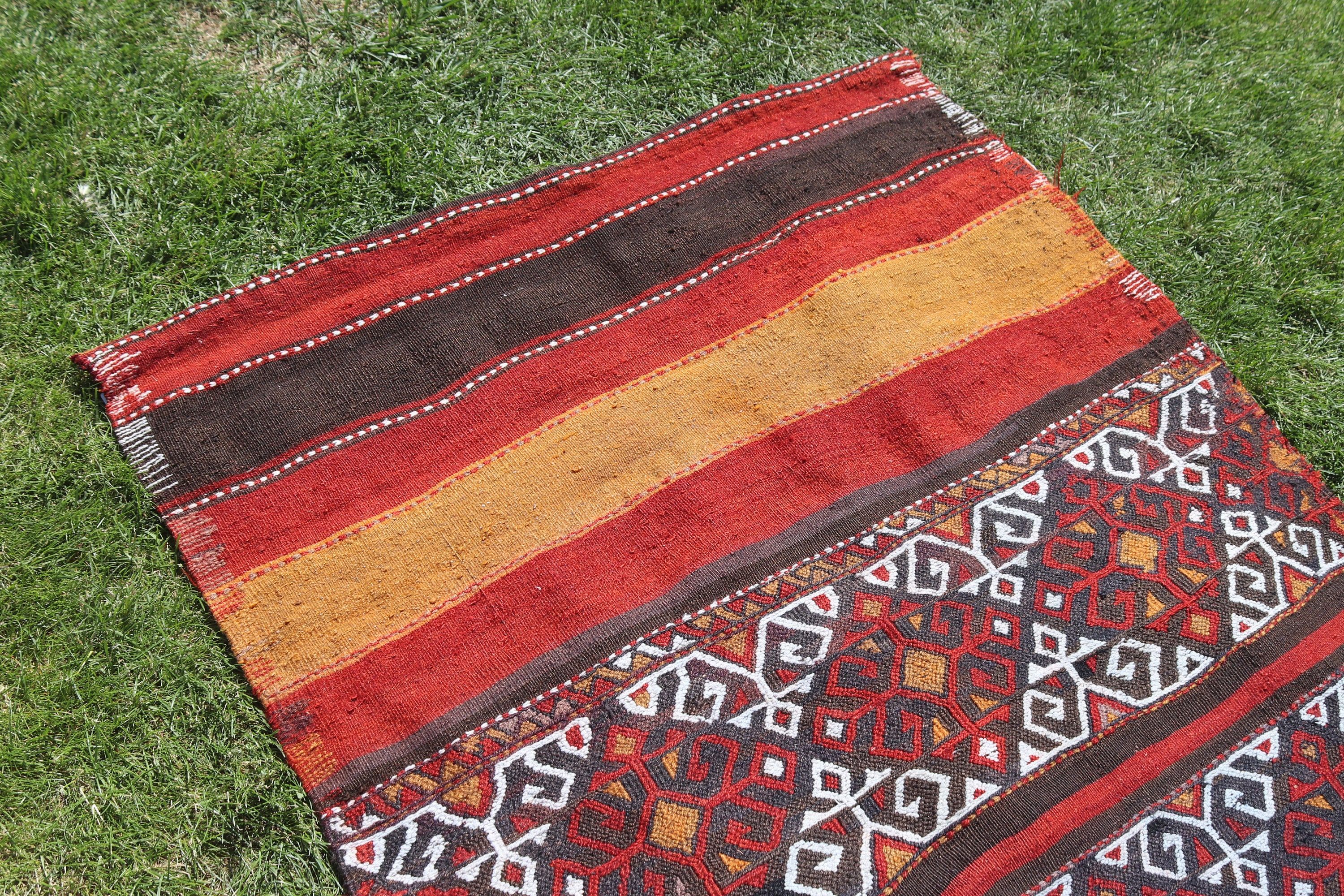 Bedroom Rug, Boho Rugs, Kilim, 3.5x6.1 ft Accent Rugs, Turkish Rugs, Orange Neutral Rugs, Vintage Rug, Antique Rugs, Boho Accent Rug