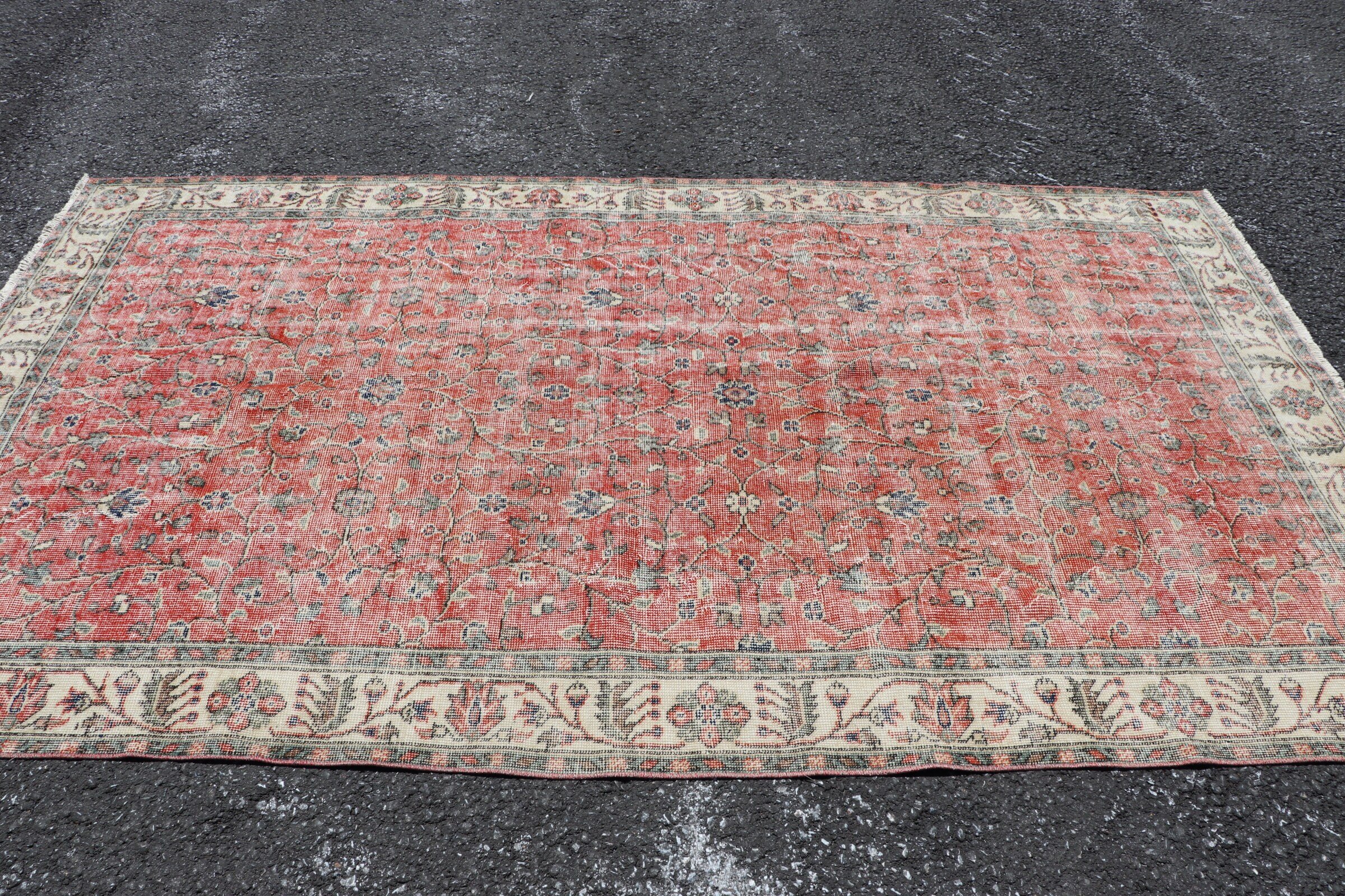 Fas Halısı, Vintage Halılar, Yatak Odası Halıları, Türk Halısı, Turuncu Yün Halı, Yatak Odası Halıları, Yemek Odası Halısı, 5.4x9.4 ft Büyük Halı, Yün Halılar