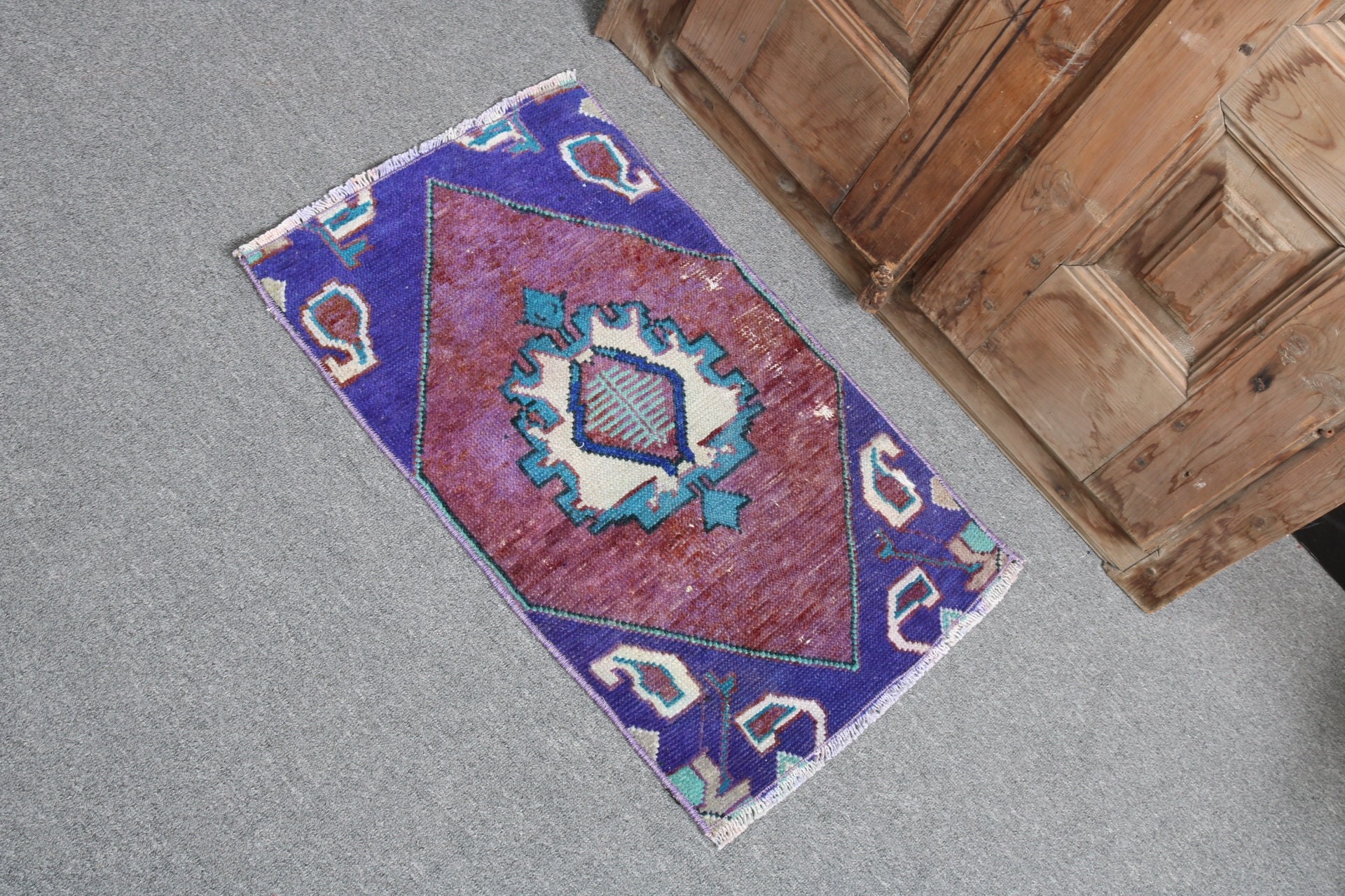 Aesthetic Rug, Vintage Rugs, Purple Modern Rug, Handwoven Rugs, Entry Rugs, 1.4x2.3 ft Small Rugs, Turkish Rug, Oushak Rug, Small Area Rugs