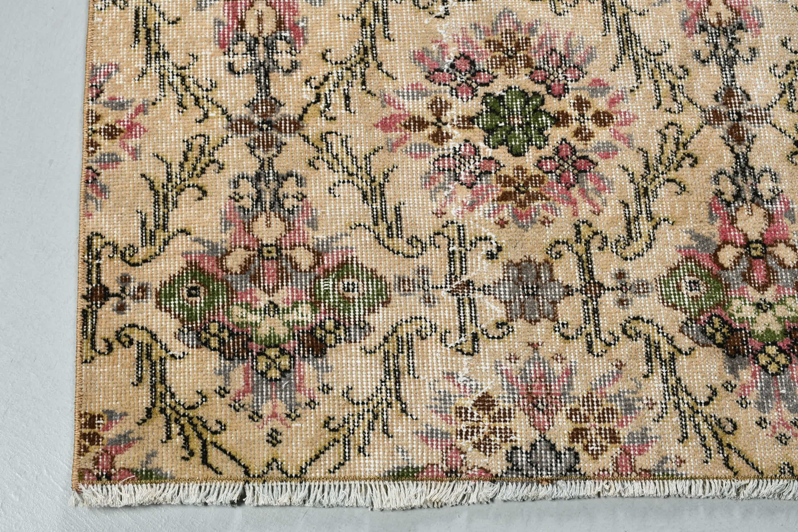 Beige Antique Rug, Turkish Rugs, 4x5.7 ft Accent Rug, Nursery Rug, Home Decor Rug, Pale Rug, Bedroom Rugs, Vintage Rug