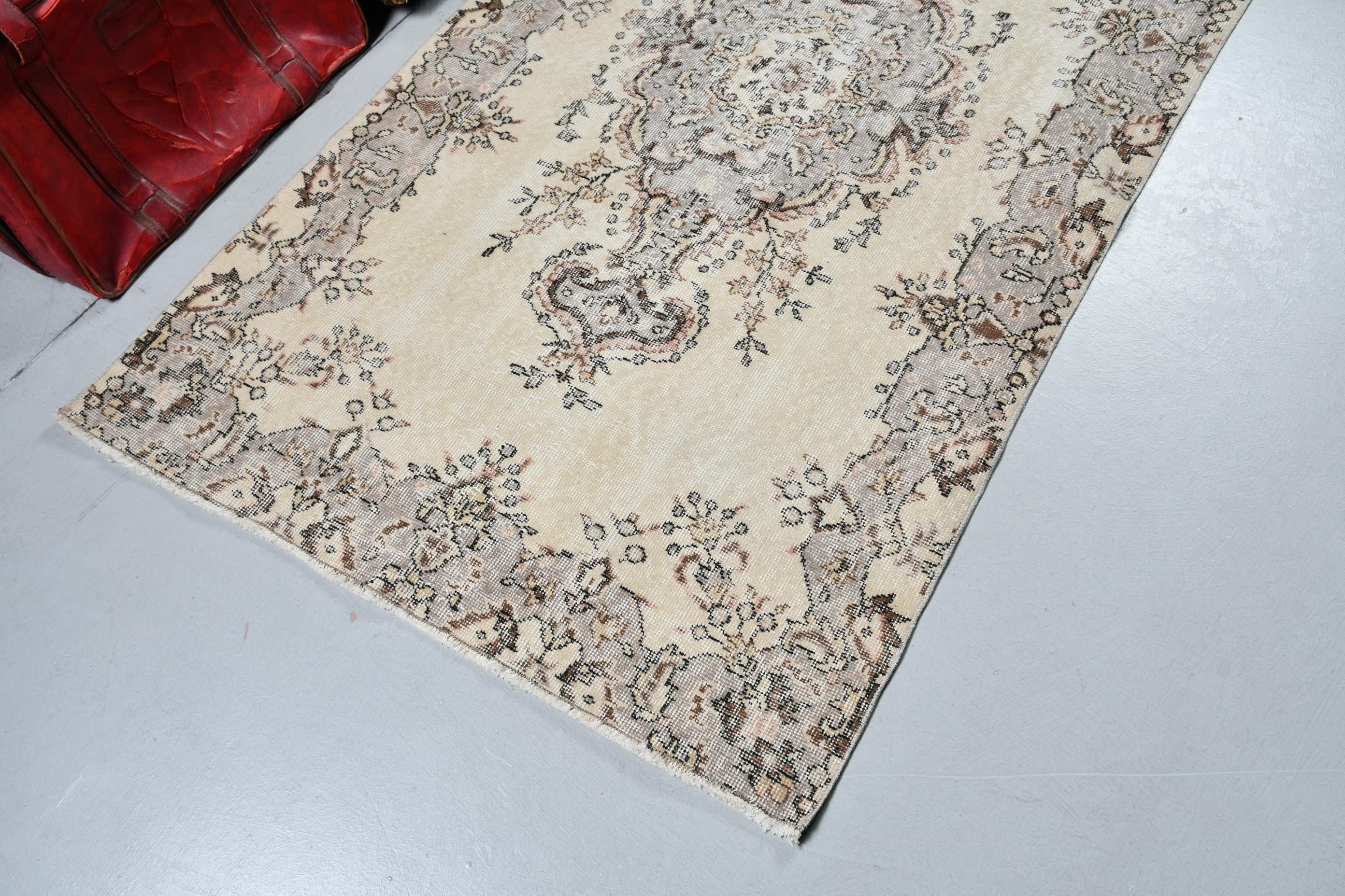 Oushak Rug, Beige Home Decor Rug, Vintage Rugs, Nursery Rug, Turkish Rugs, Living Room Rug, 3.7x6.6 ft Area Rug, Home Decor Rugs, Old Rugs