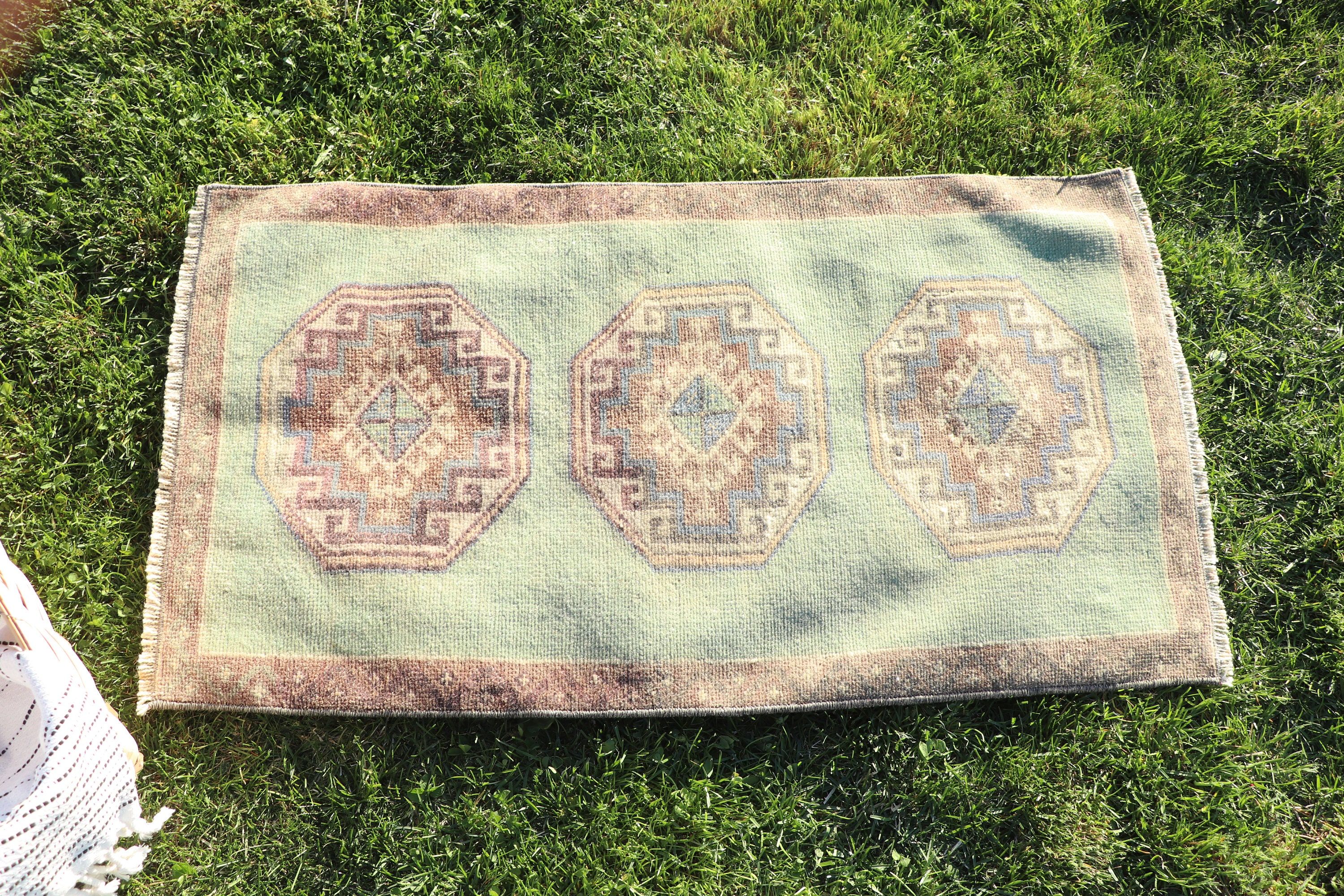 Bathroom Rugs, Vintage Rugs, Moroccan Rug, 1.6x2.9 ft Small Rugs, Wall Hanging Rug, Turkish Rugs, Home Decor Rugs, Green Bedroom Rug