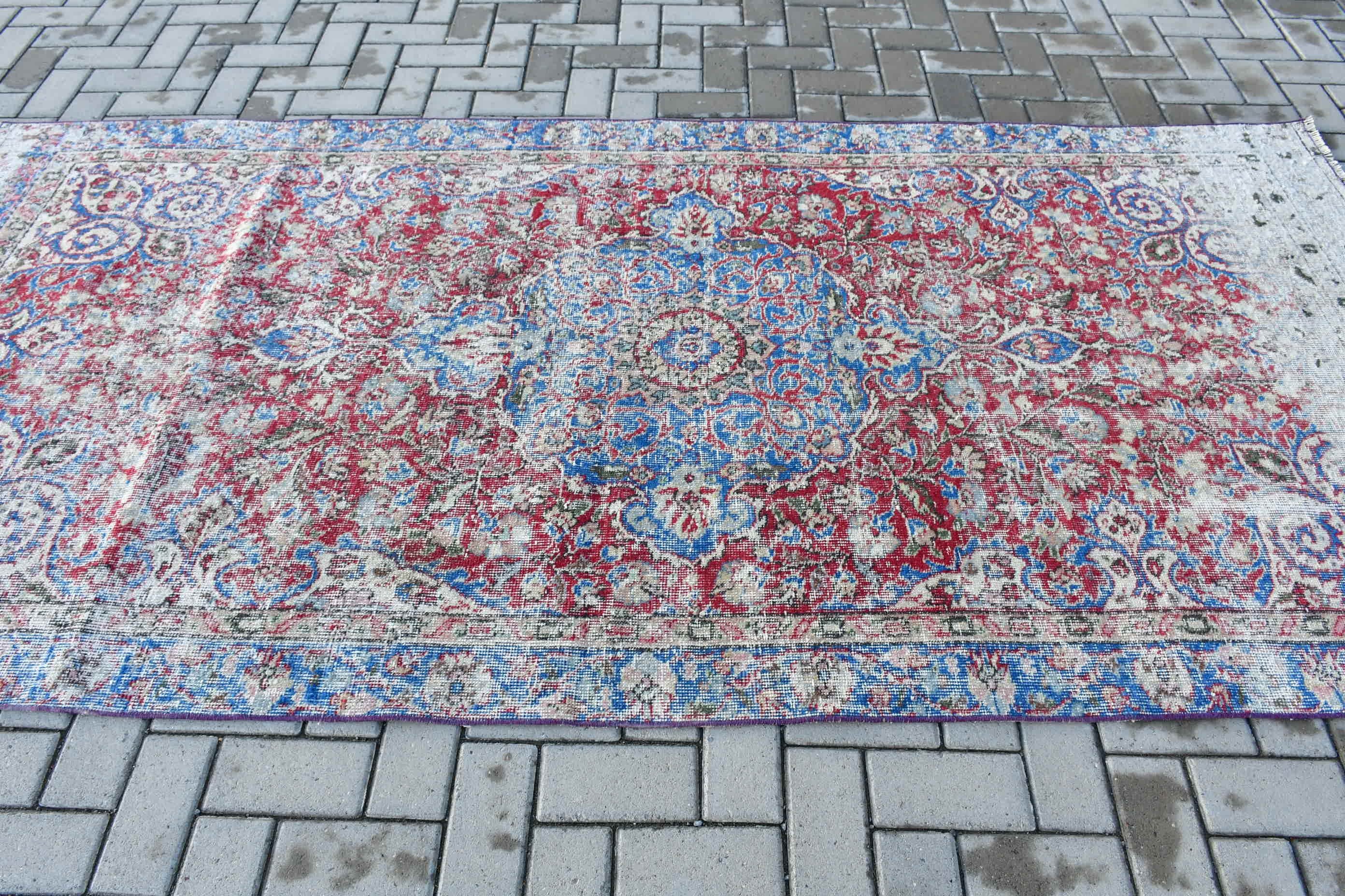 Floor Rug, 4.6x9.5 ft Large Rug, Natural Rug, Turkish Rug, Dining Room Rug, Anatolian Rugs, Red Cool Rug, Vintage Rug, Living Room Rug