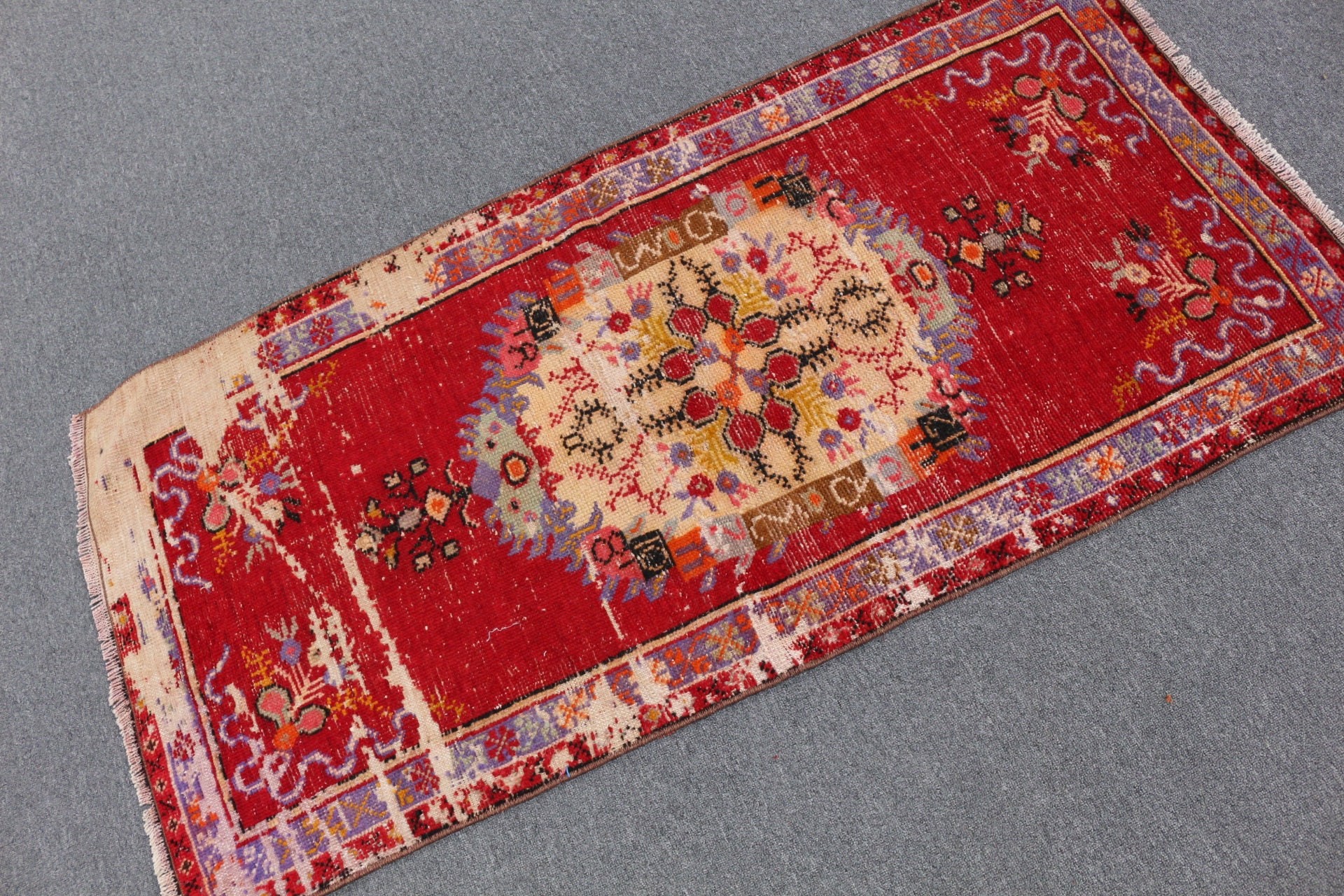 Vintage Rugs, Red Home Decor Rug, Moroccan Rugs, Turkish Rug, Bath Rug, Rugs for Door Mat, Floor Rug, Entry Rug, 2.5x5.2 ft Small Rug