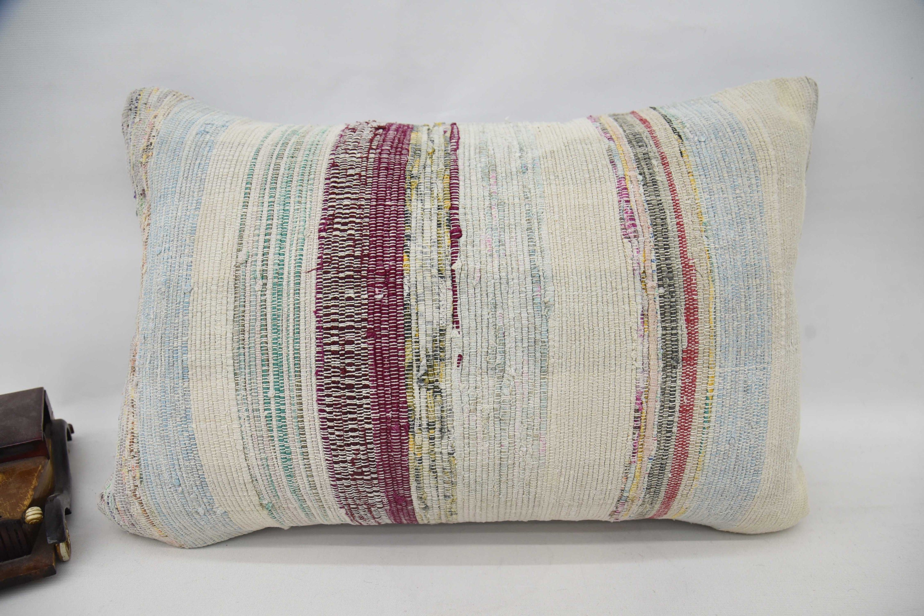 Throw Kilim Pillow, Turkish Pillow, Handmade Kilim Cushion, Ottoman Pillow, Turkish Rugs Cushion Cover, 16"x24" Blue Pillow Cover