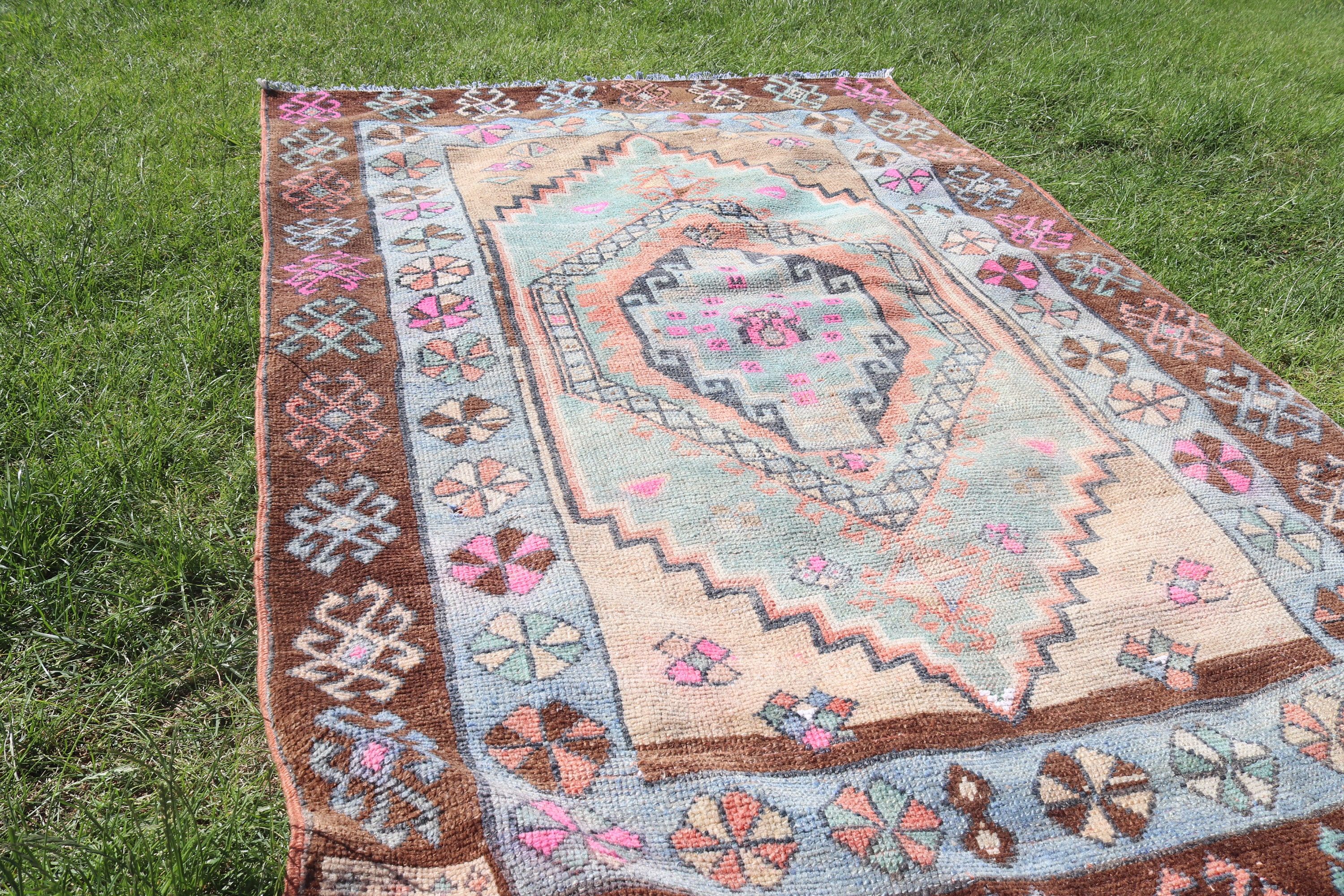 Lüks Halı, Türk Halıları, Kahverengi Fas Halısı, Boho Vurgulu Halılar, Vintage Vurgulu Halılar, 3,8x6,1 ft Aksanlı Halı, Modern Halı, Vintage Halılar