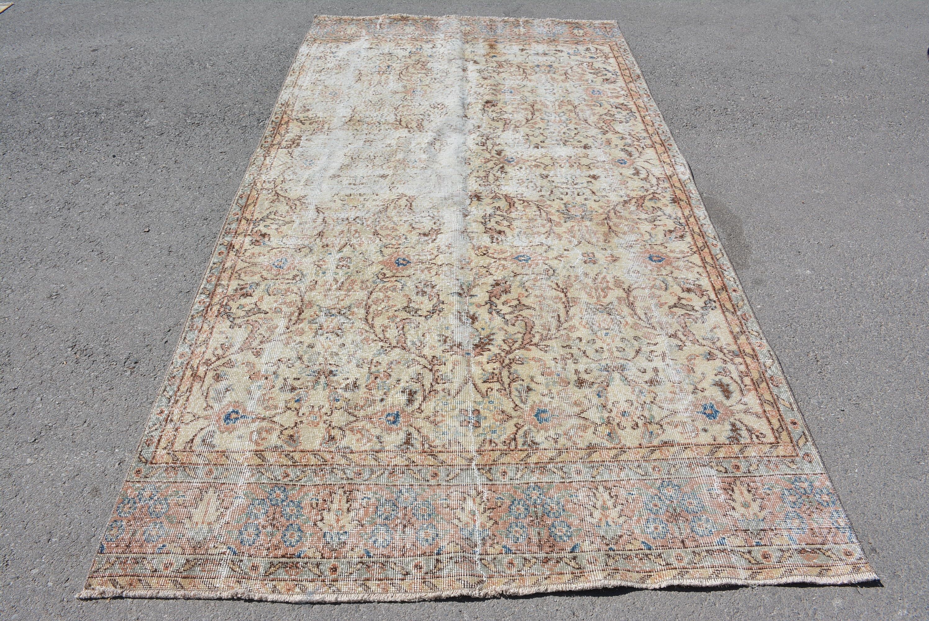 Living Room Rug, Pale Rug, Turkish Rug, Salon Rug, 5.1x10 ft Large Rug, Vintage Rug, Bedroom Rug, Rugs for Living Room, Oriental Rug