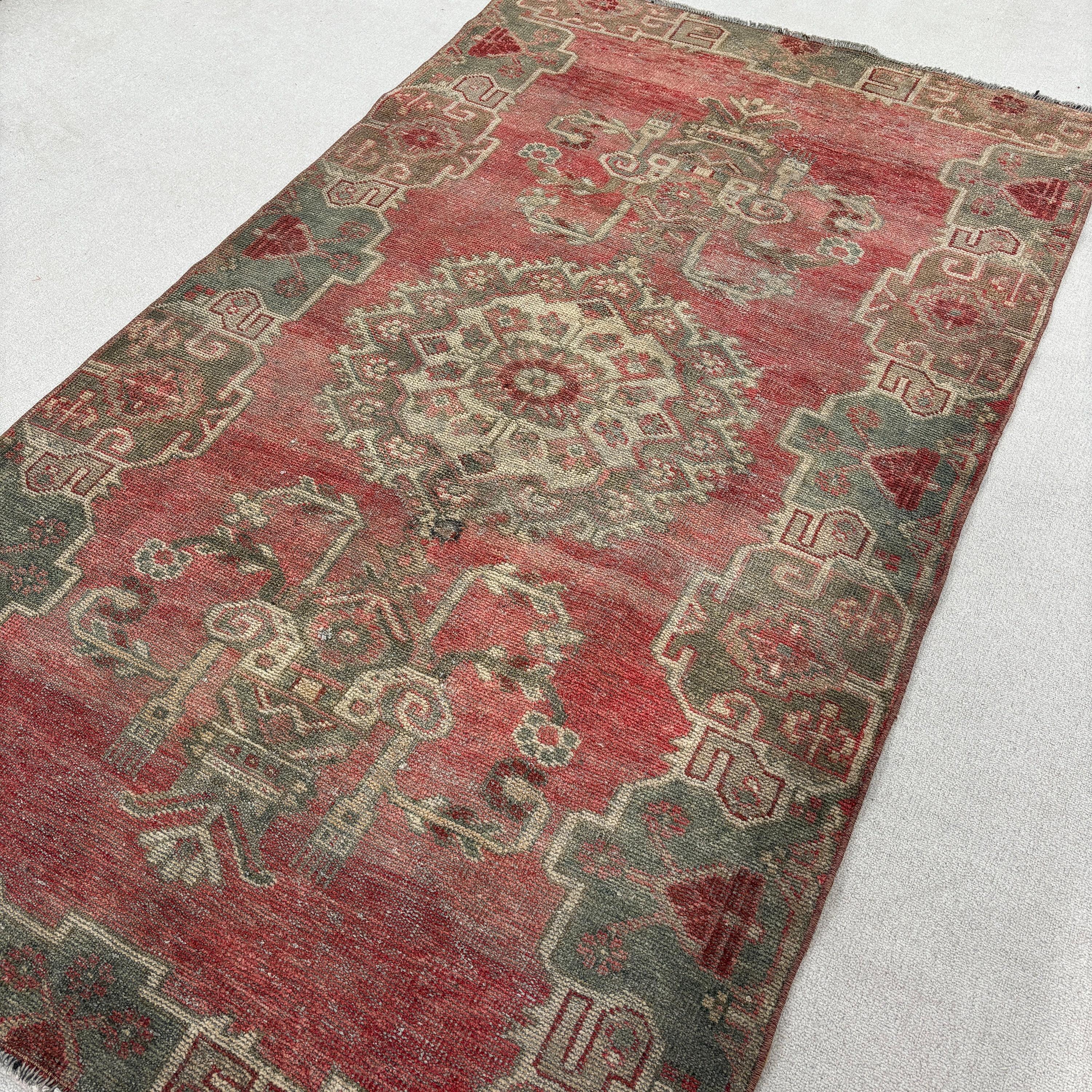 Ethnic Rug, Vintage Rug, Dining Room Rugs, Home Decor Rug, 4.3x7.3 ft Area Rugs, Kitchen Rug, Turkish Rug, Bedroom Rugs, Red Moroccan Rug