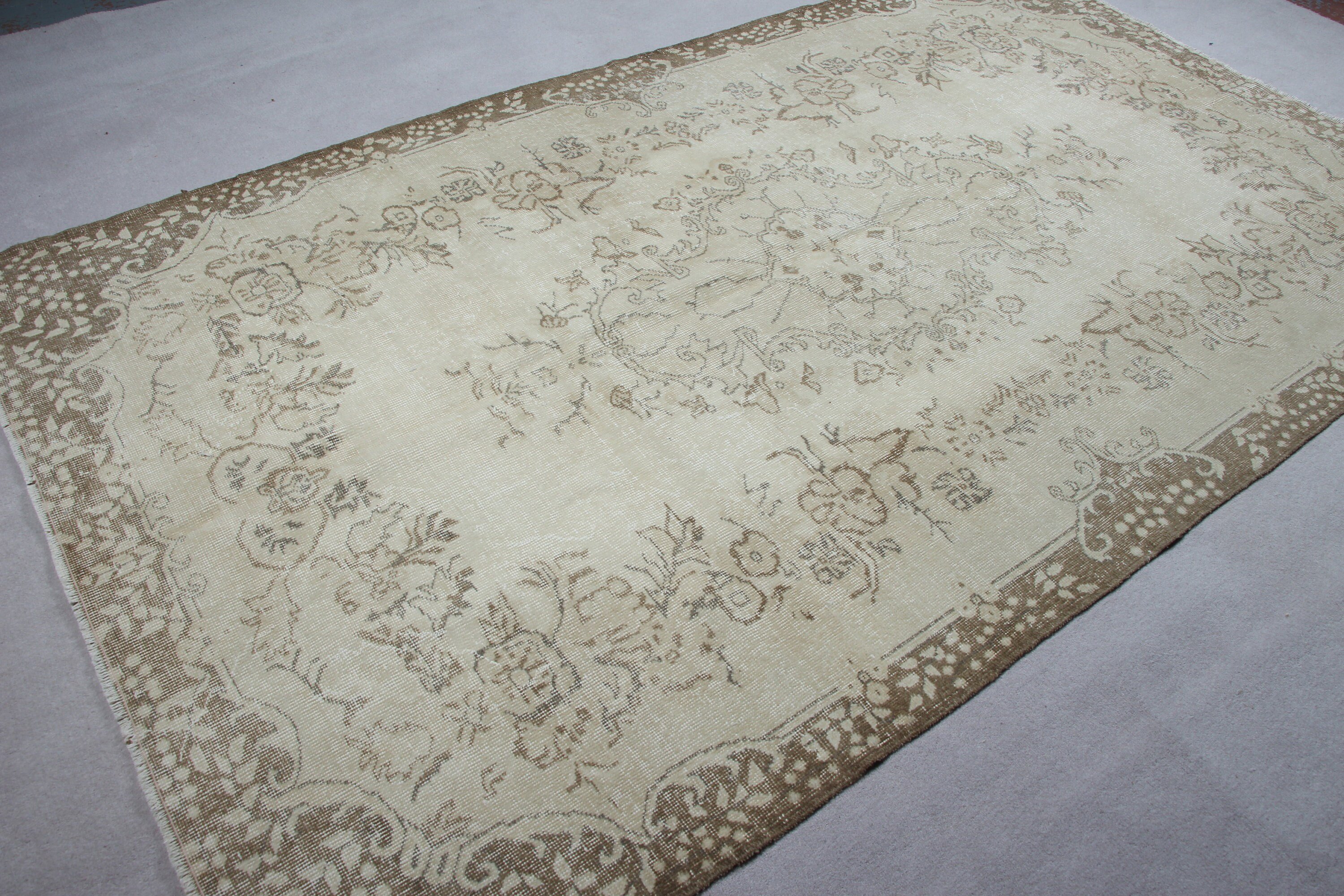 Organik Halı, Vintage Halılar, 5.7x9.6 ft Büyük Halı, Yemek Odası Halısı, Ev Dekor Halısı, Havalı Halı, Yatak Odası Halısı, Türk Halısı, Bej Ev Dekor Halısı