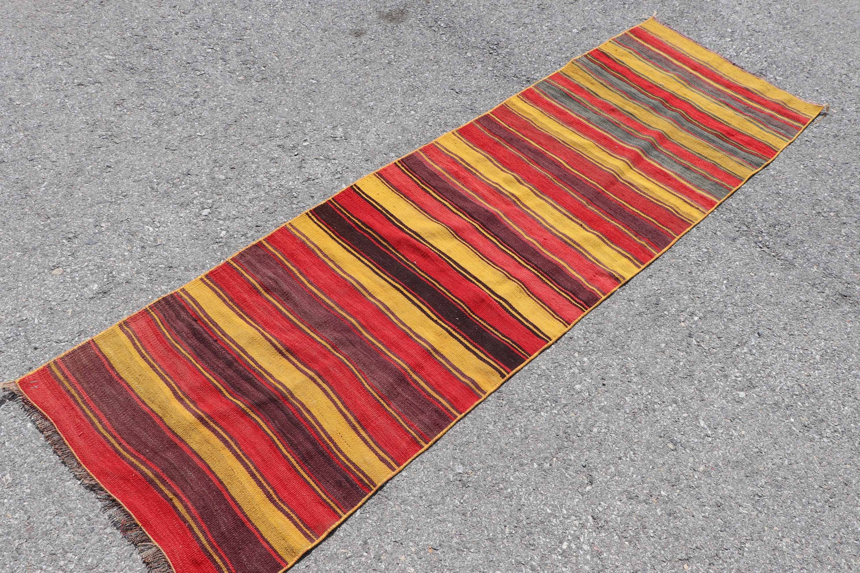 2.2x7.3 ft Runner Rugs, Kilim, Turkish Rug, Vintage Rugs, Rugs for Kitchen, Cool Rugs, Kitchen Rugs, Yellow Home Decor Rug