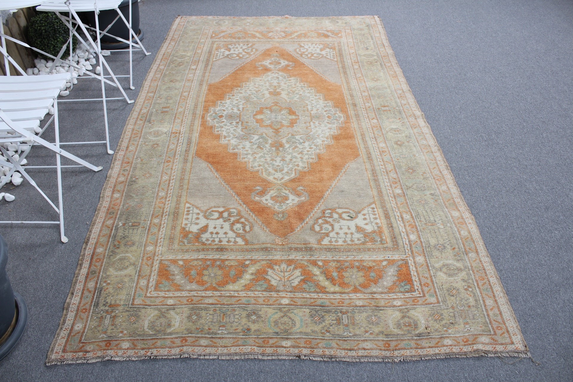 Vintage Rugs, Orange Kitchen Rug, Turkish Rug, Cool Rug, Rugs for Bedroom, Bedroom Rug, Salon Rugs, 4.8x8.4 ft Large Rugs, Floor Rug