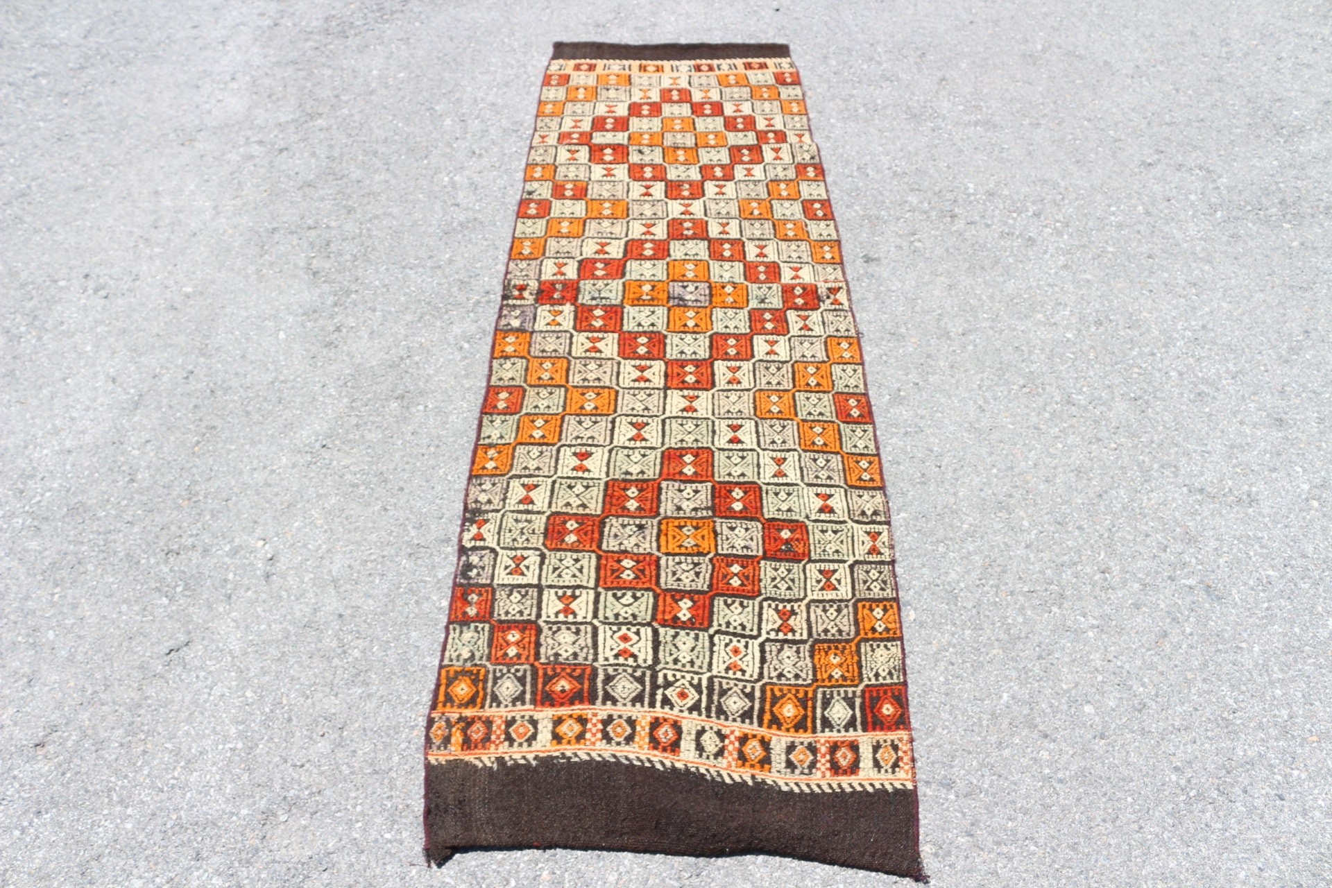 Orange Cool Rugs, 2.1x7.5 ft Runner Rug, Stair Rugs, Hallway Rug, Vintage Rug, Kilim, Turkish Rug, Antique Rugs, Designer Rug