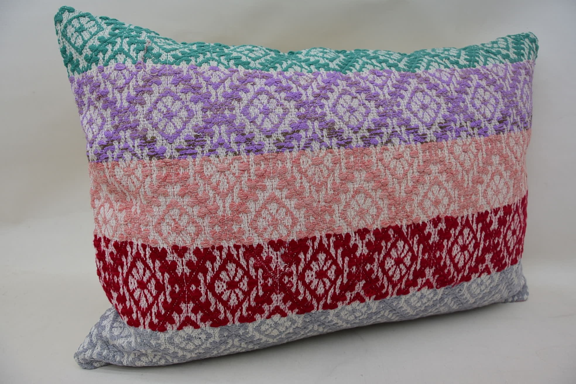 Neutral Throw Pillow Cover, 16"x24" Red Pillow Sham, Pillow for Couch, Couch Pillow Sham, Turkish Kilim Pillow, Throw Kilim Pillow