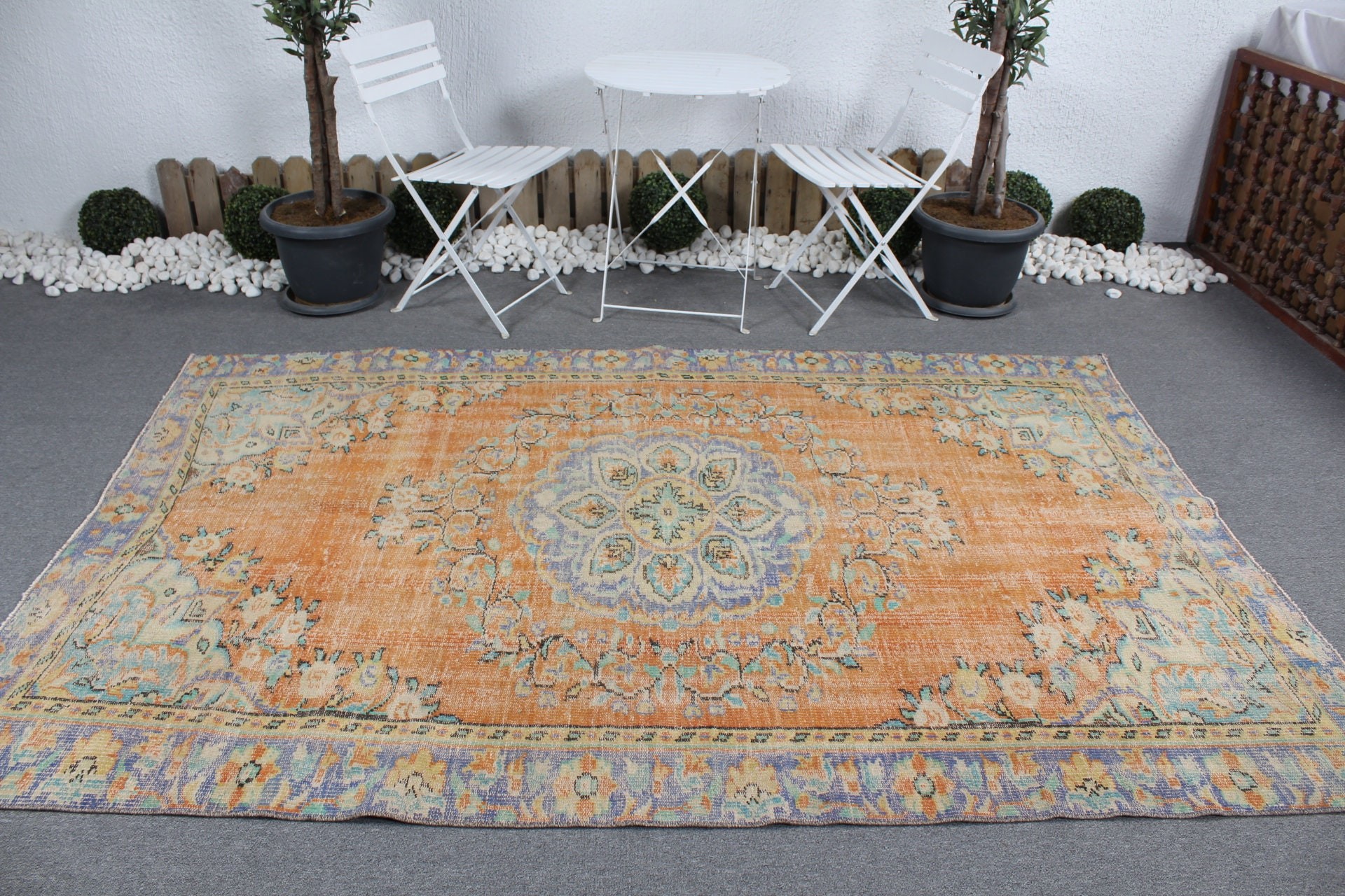 5.5x8.4 ft Large Rug, Vintage Rug, Dining Room Rug, Turkish Rug, Moroccan Rug, Orange Cool Rugs, Cool Rugs, Rugs for Bedroom, Salon Rug